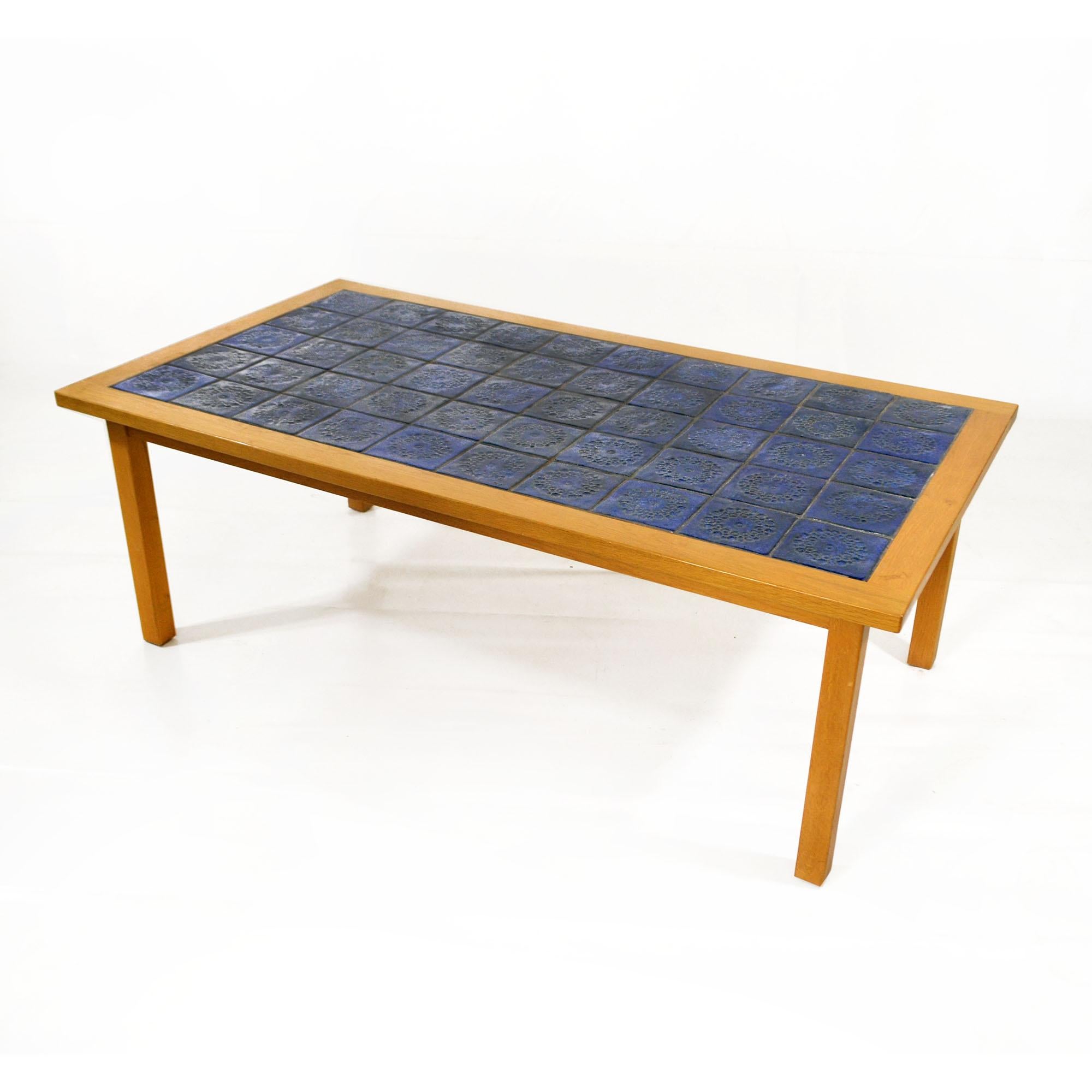 Scandinavian Modern Gabi Citron-Tengborg, Own Workshop, Lund, Ceramic and Teak Coffee Table, 1960s For Sale