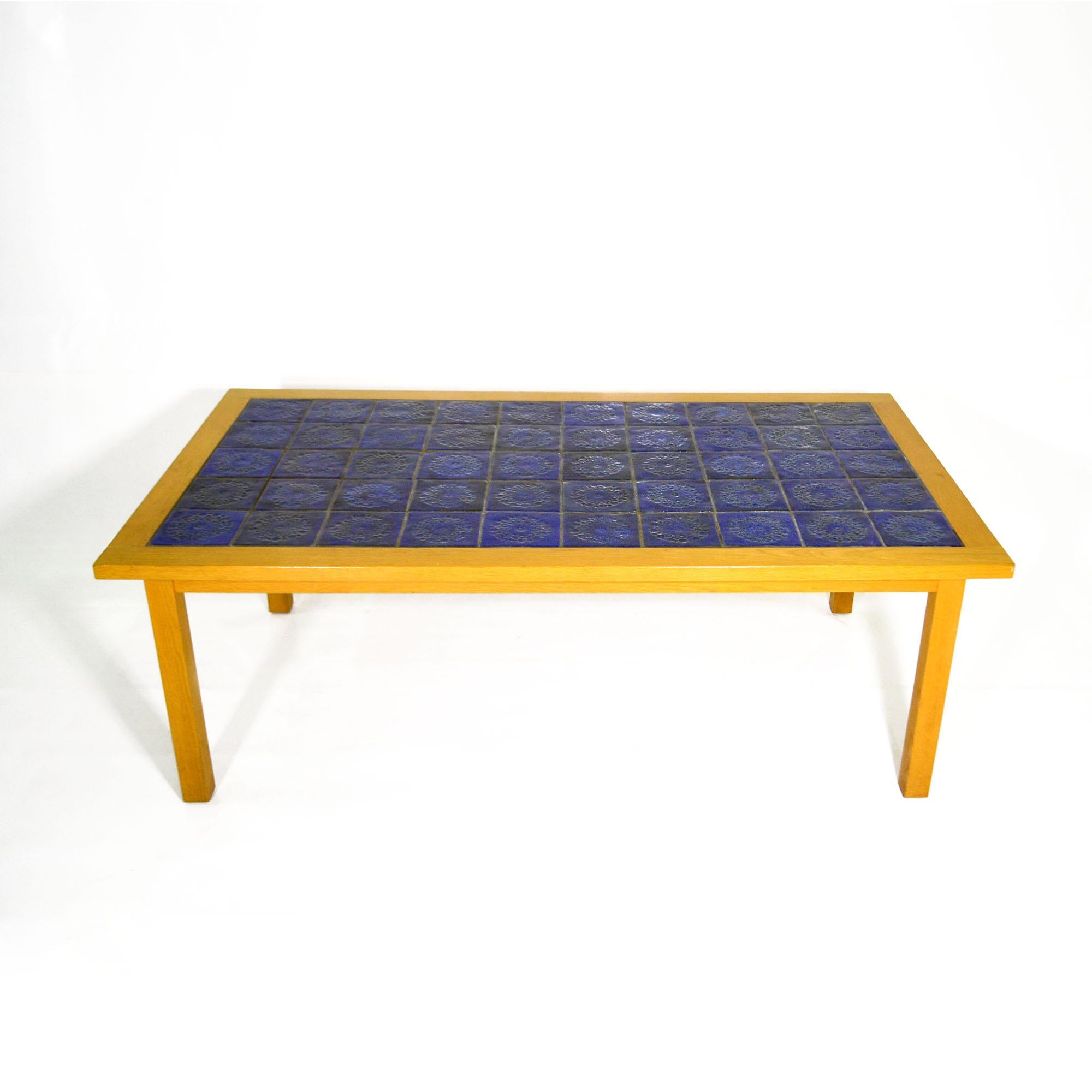 Swedish Gabi Citron-Tengborg, Own Workshop, Lund, Ceramic and Teak Coffee Table, 1960s For Sale