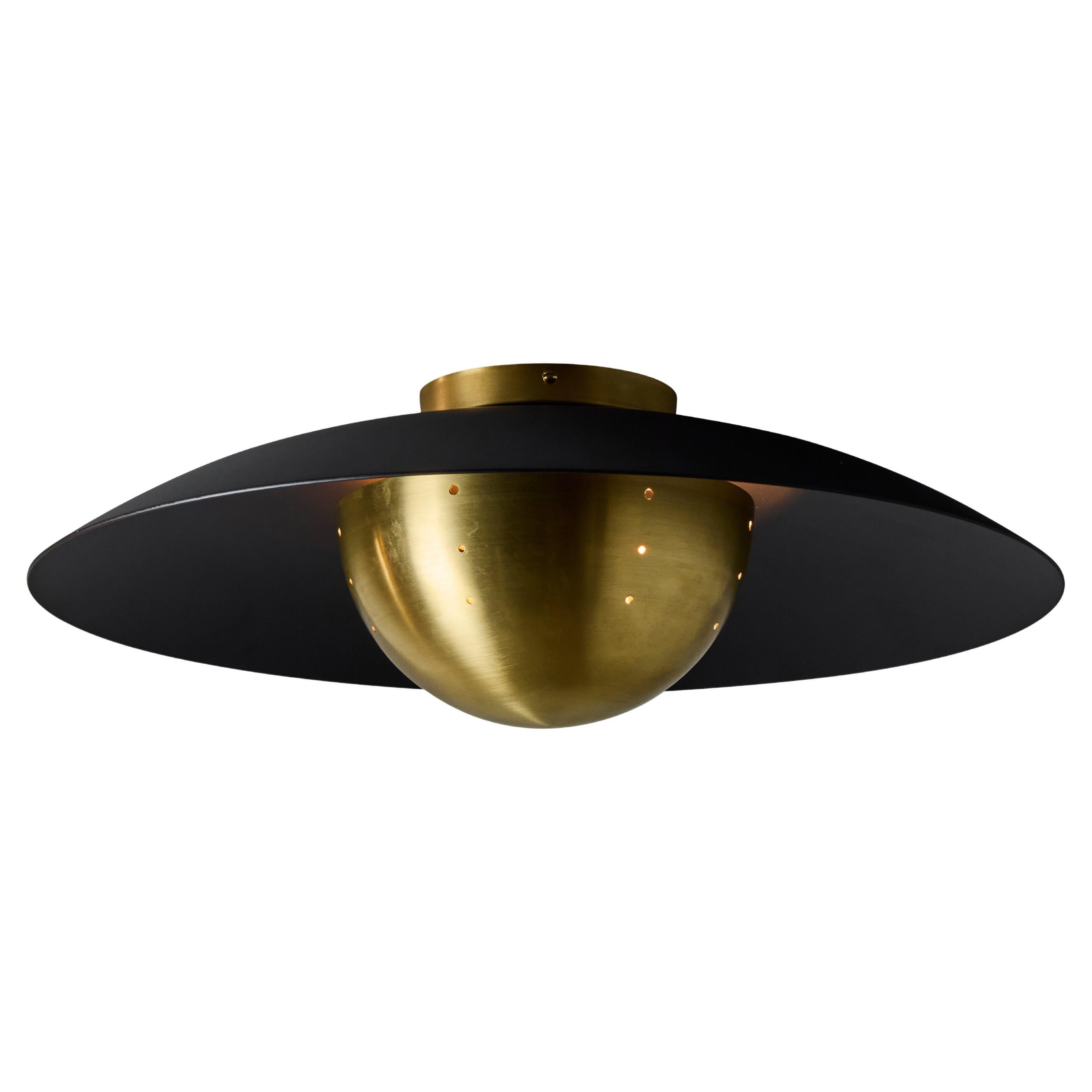 'Gabi' Perforated Brass Dome & Black Painted Metal Flush Mount by Alvaro Benitez