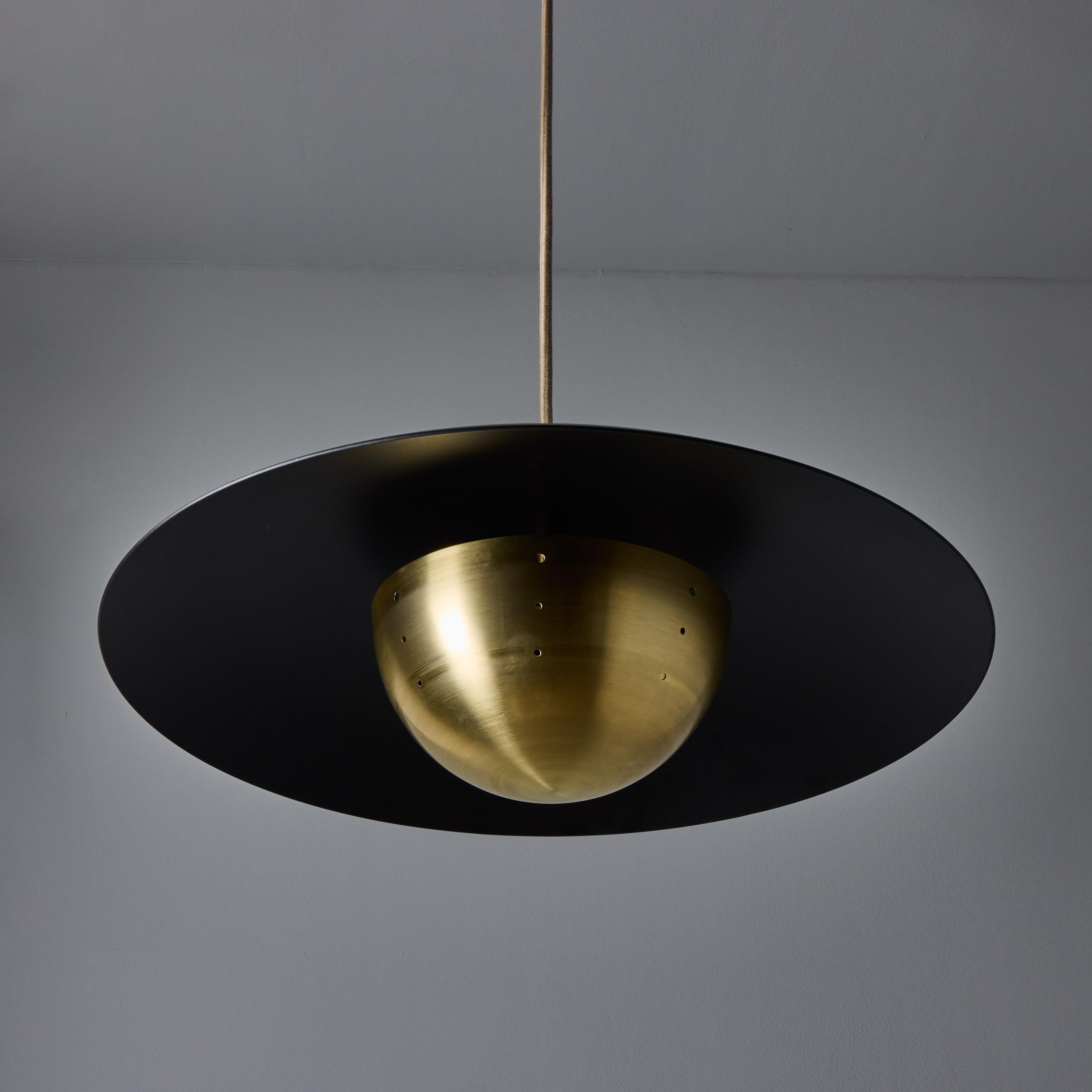 'Gabi' Perforated Brass Dome & Black Painted Metal Pendant by Alvaro Benitez For Sale 6