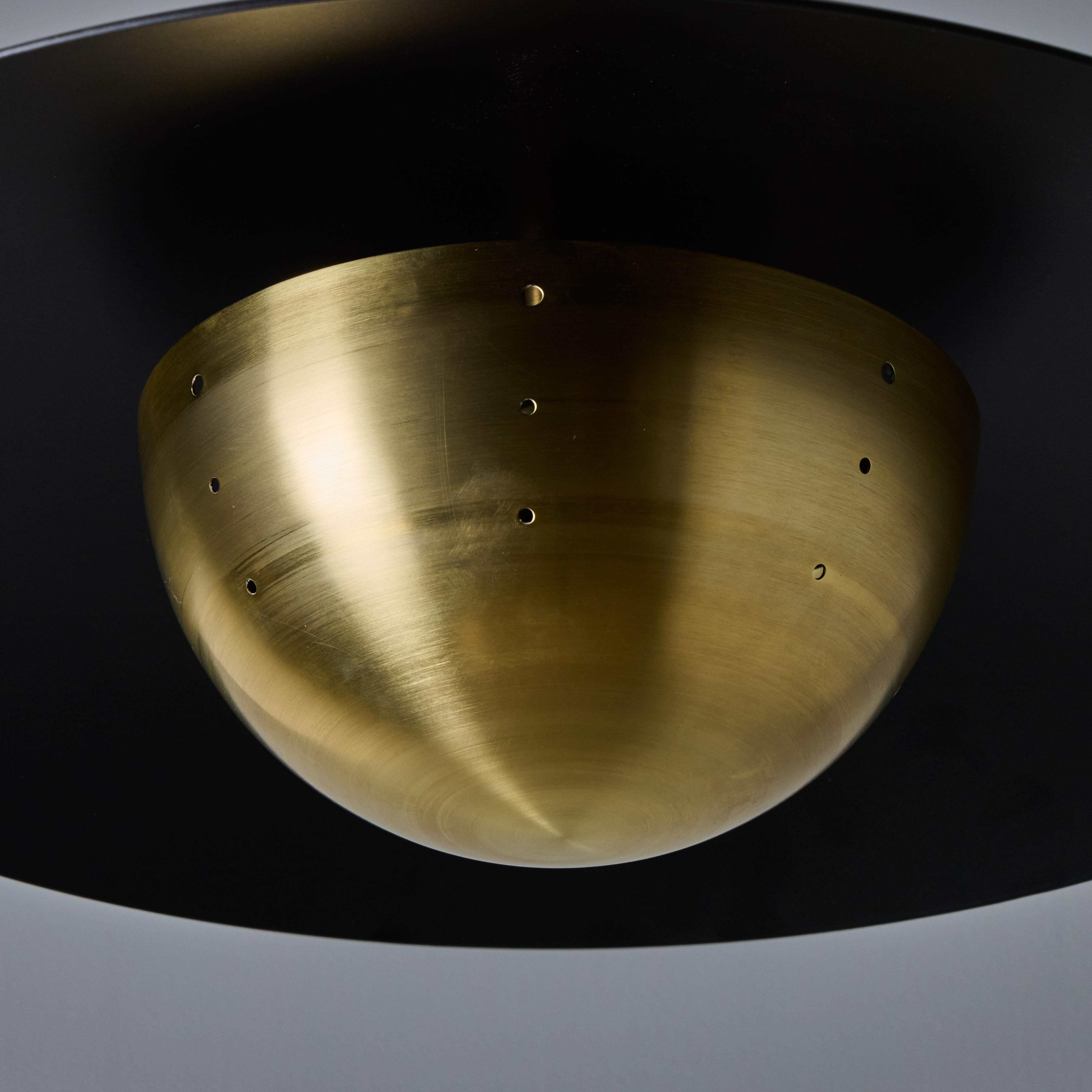 'Gabi' Perforated Brass Dome & Black Painted Metal Pendant by Alvaro Benitez For Sale 7