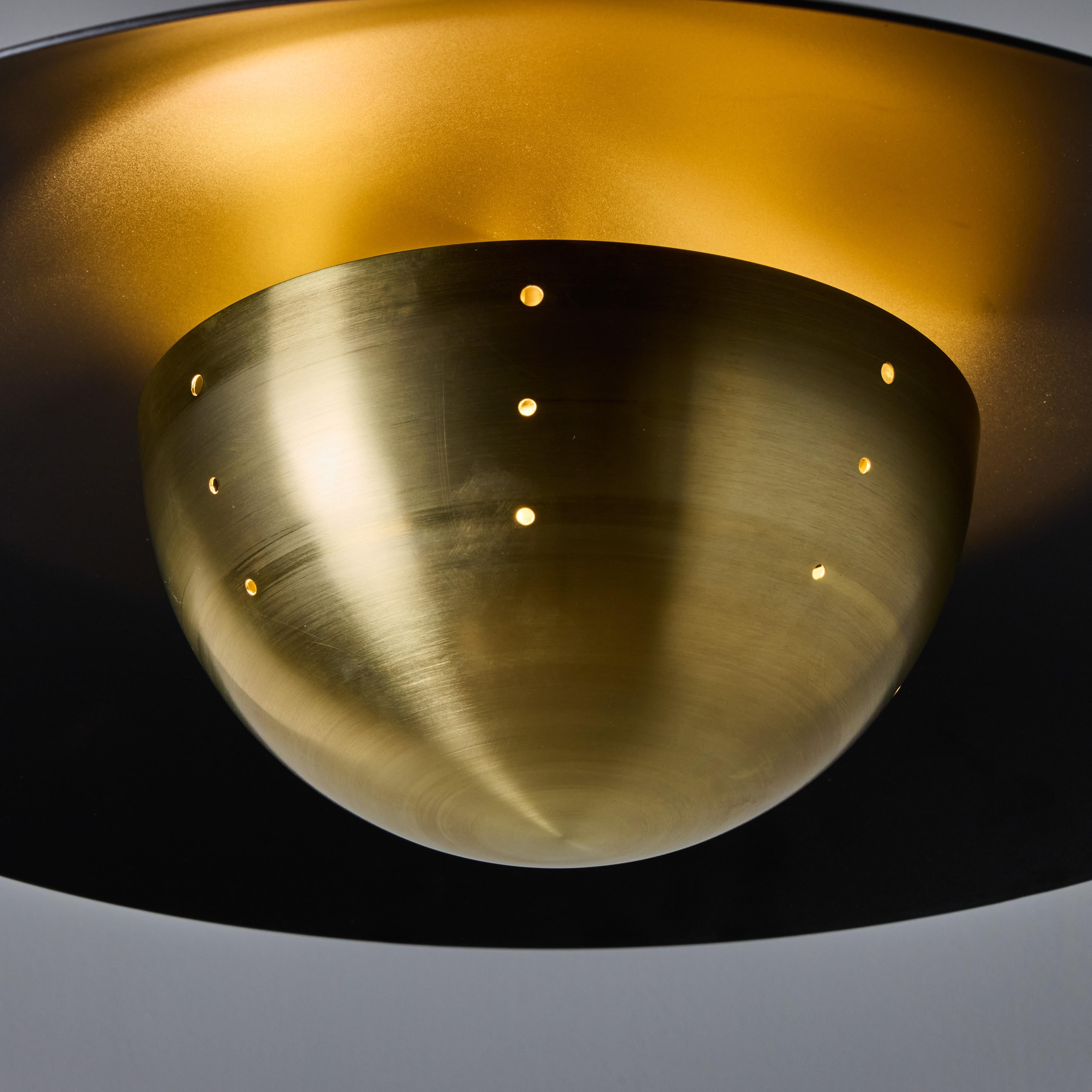 'Gabi' Perforated Brass Dome & Black Painted Metal Pendant by Alvaro Benitez For Sale 8