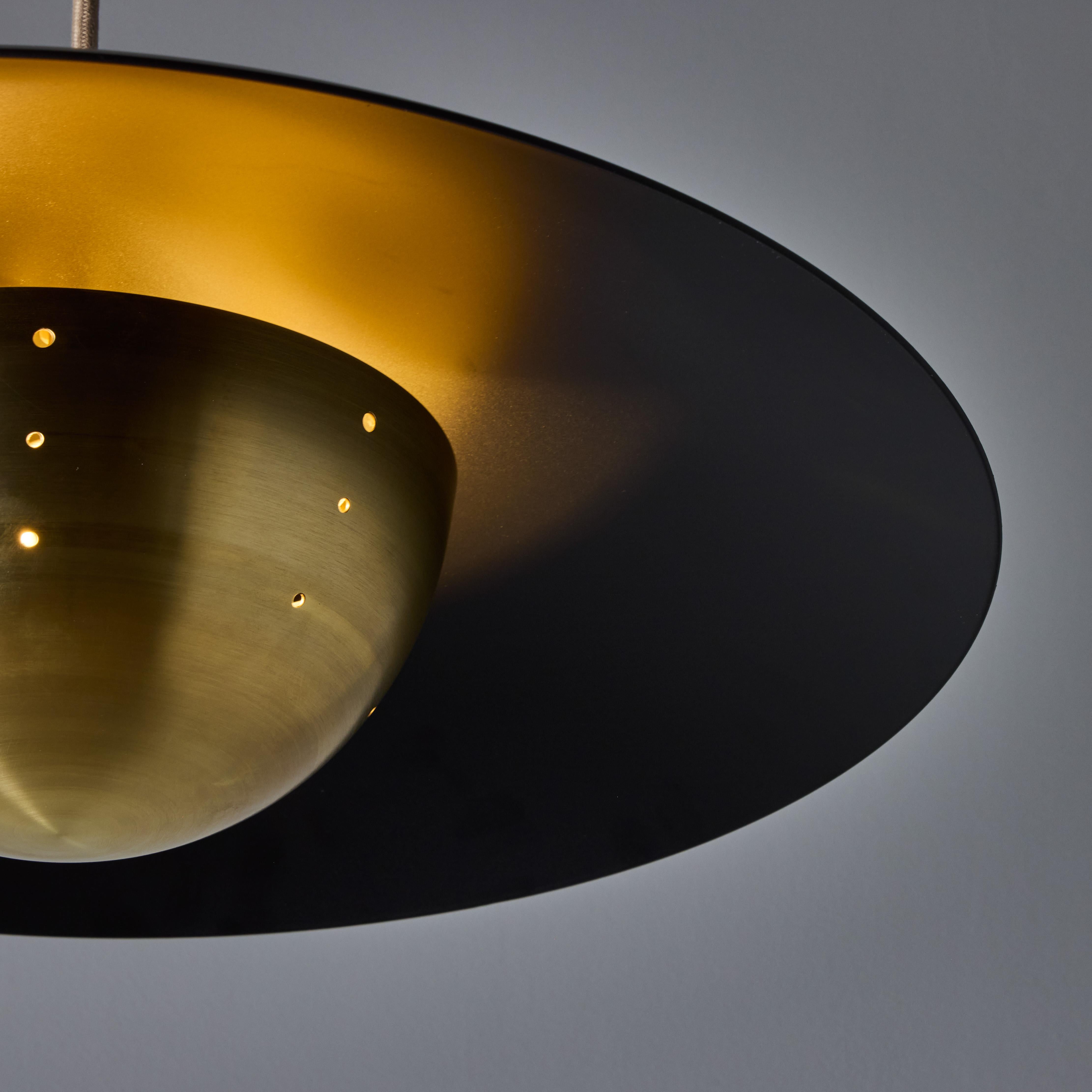 'Gabi' Perforated Brass Dome & Black Painted Metal Pendant by Alvaro Benitez For Sale 9