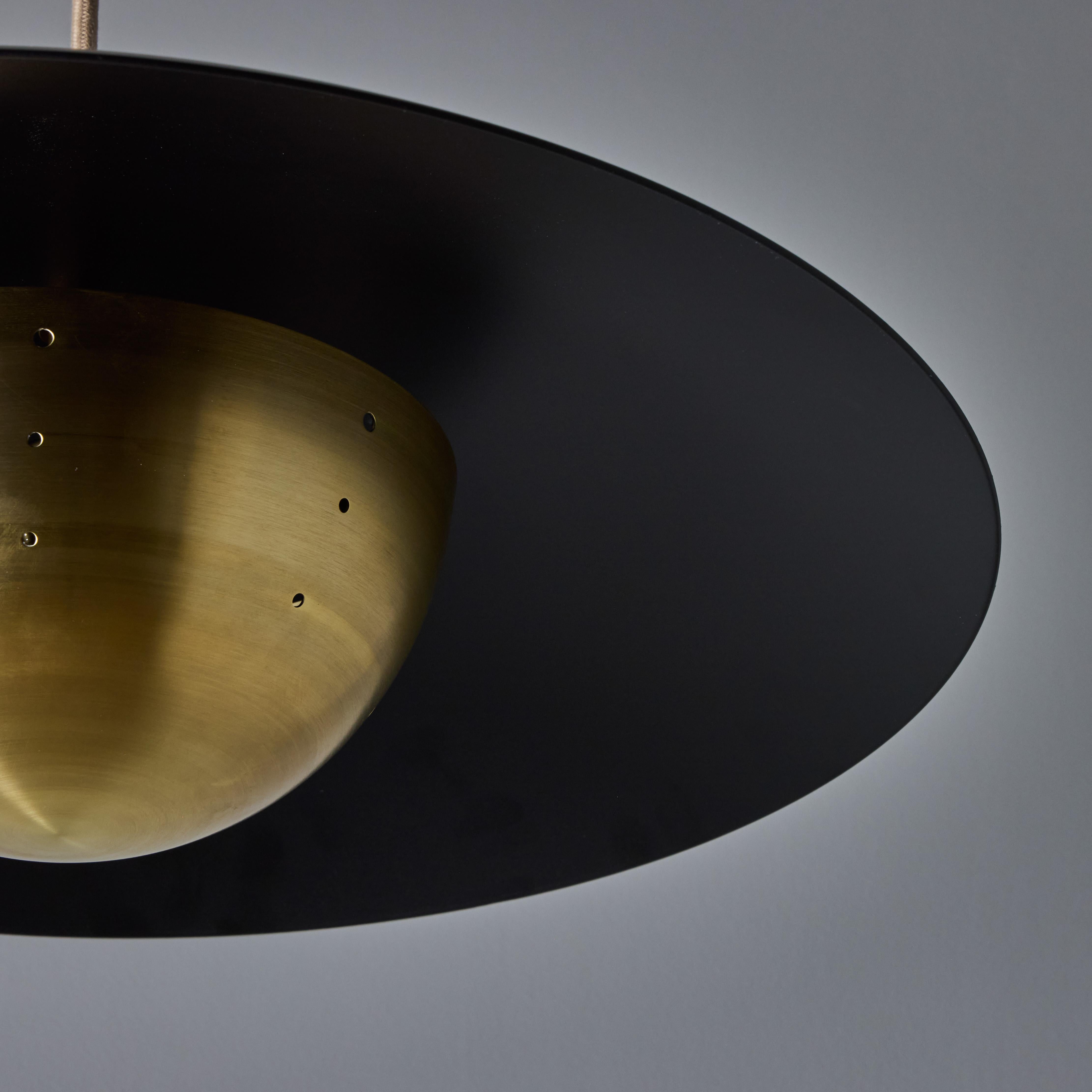 'Gabi' Perforated Brass Dome & Black Painted Metal Pendant by Alvaro Benitez For Sale 10