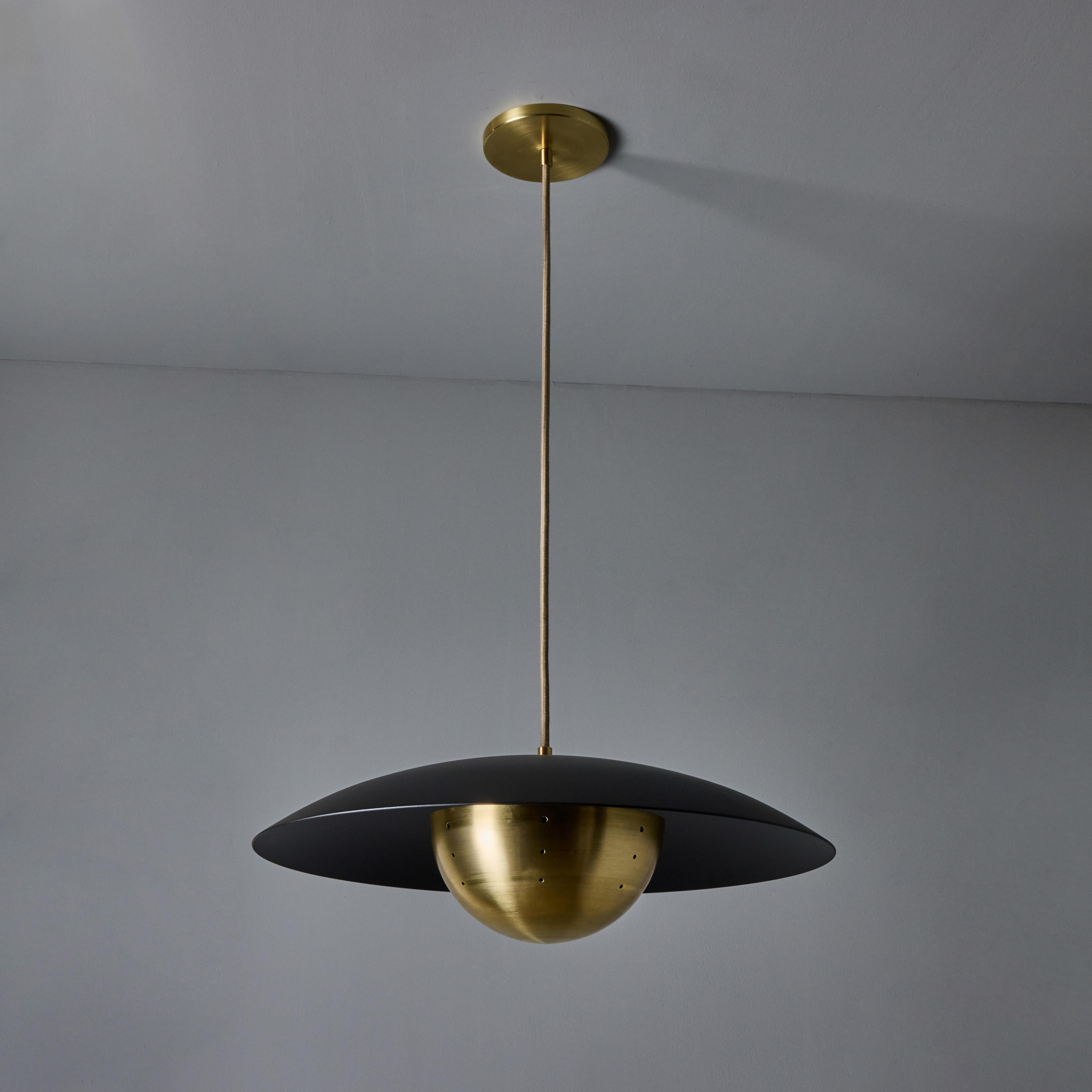 'Gabi' Perforated Brass Dome & Black Painted Metal Pendant by Alvaro Benitez For Sale 13