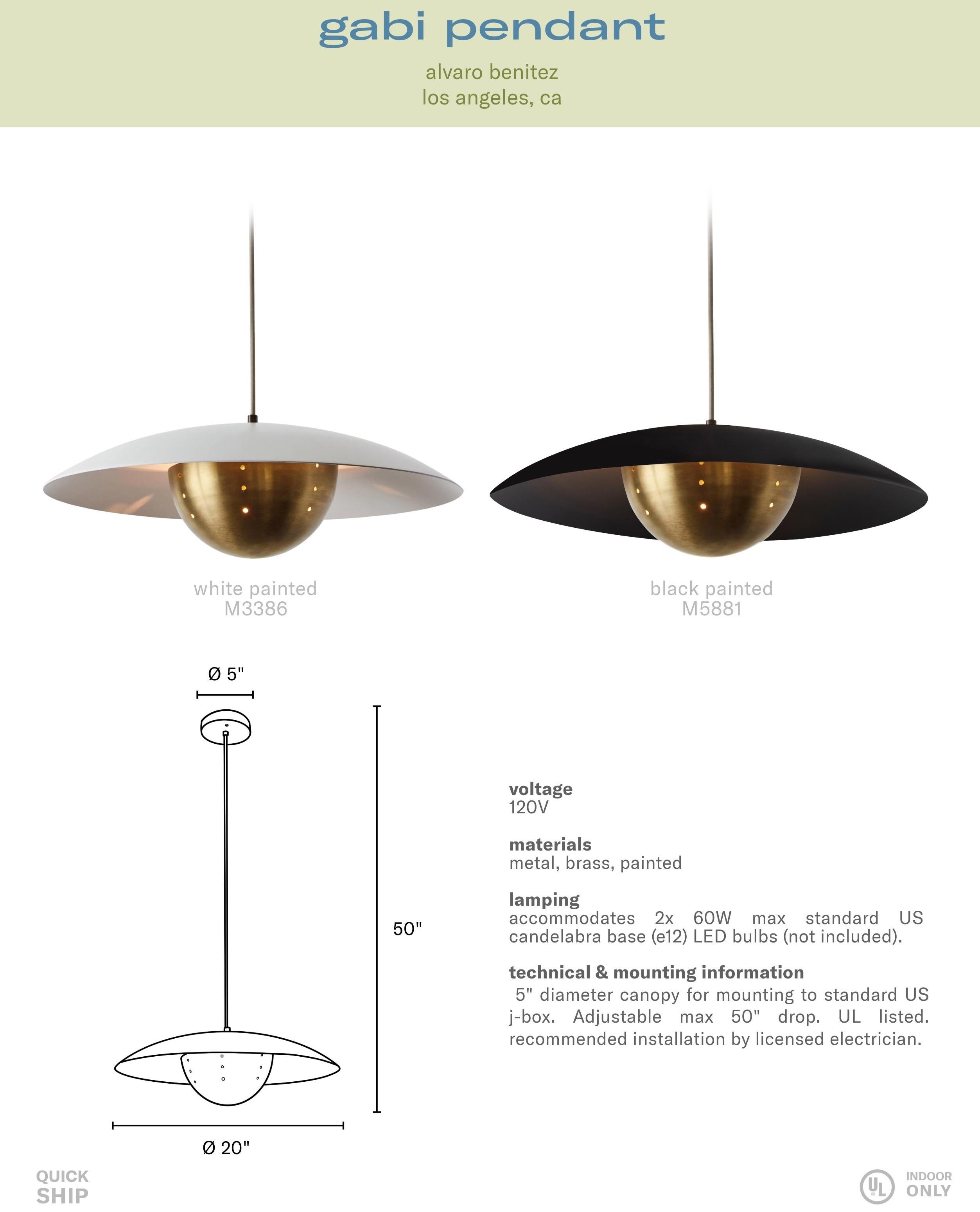 'Gabi' Perforated Brass Dome & Black Painted Metal Pendant by Alvaro Benitez For Sale 14