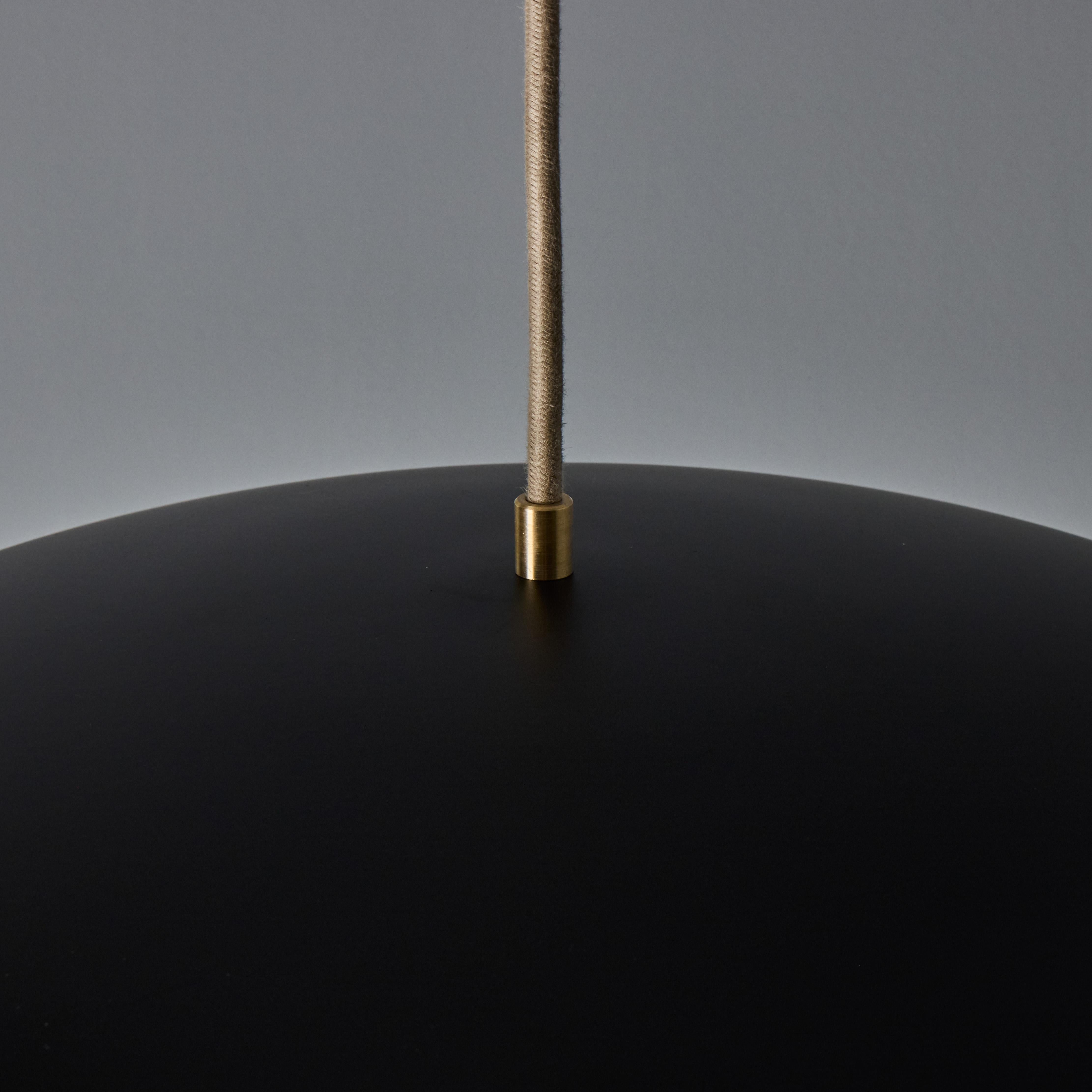 American 'Gabi' Perforated Brass Dome & Black Painted Metal Pendant by Alvaro Benitez For Sale