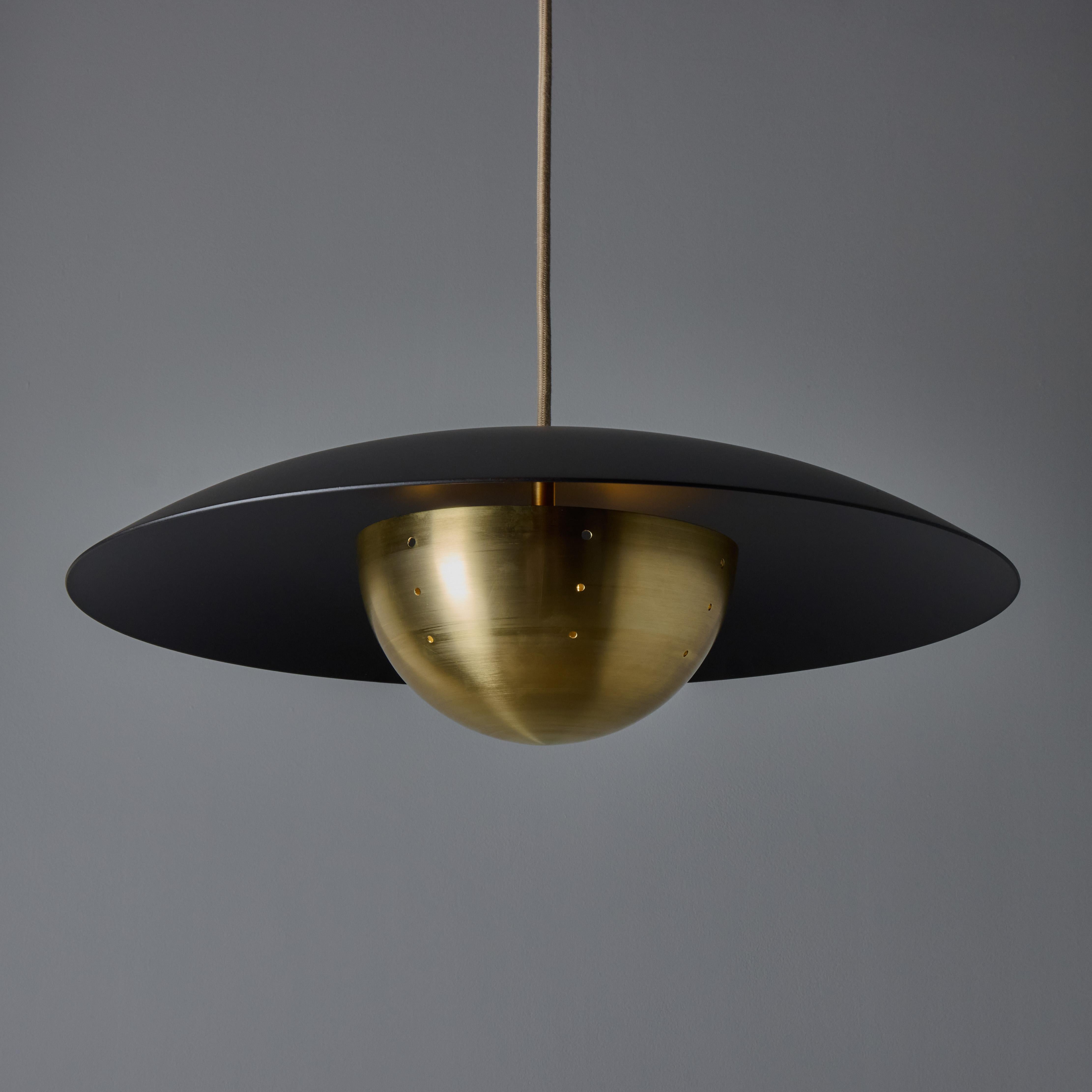 'Gabi' Perforated Brass Dome & Black Painted Metal Pendant by Alvaro Benitez In New Condition For Sale In Glendale, CA