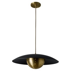 'Gabi' Perforated Brass Dome & Black Painted Metal Pendant by Alvaro Benitez
