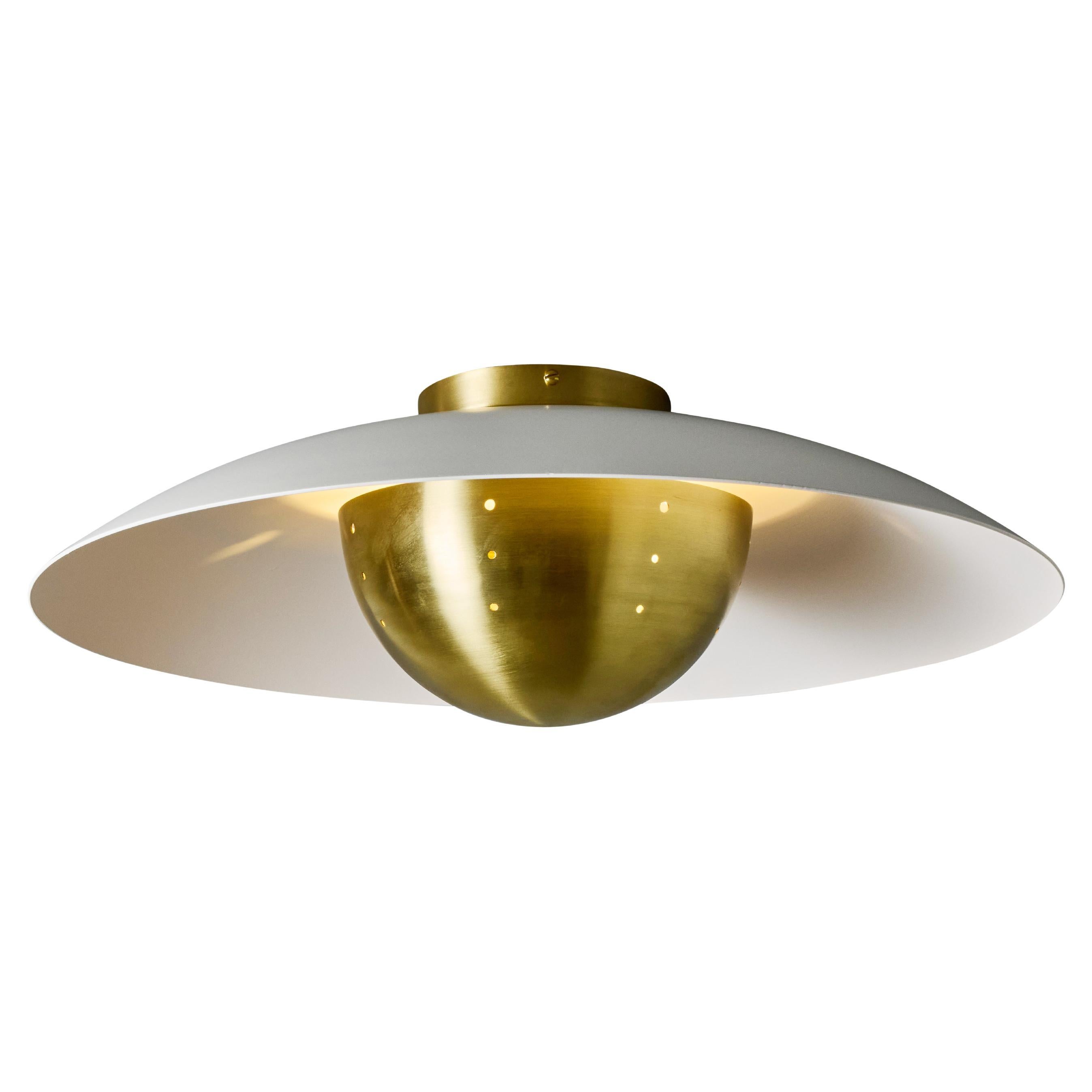 'Gabi' Perforated Brass Dome & White Painted Metal Flush Mount by Alvaro Benitez