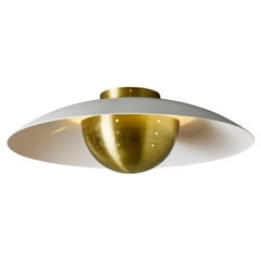'Gabi' Perforated Brass Dome & White Painted Metal Flush Mount by Alvaro Benitez