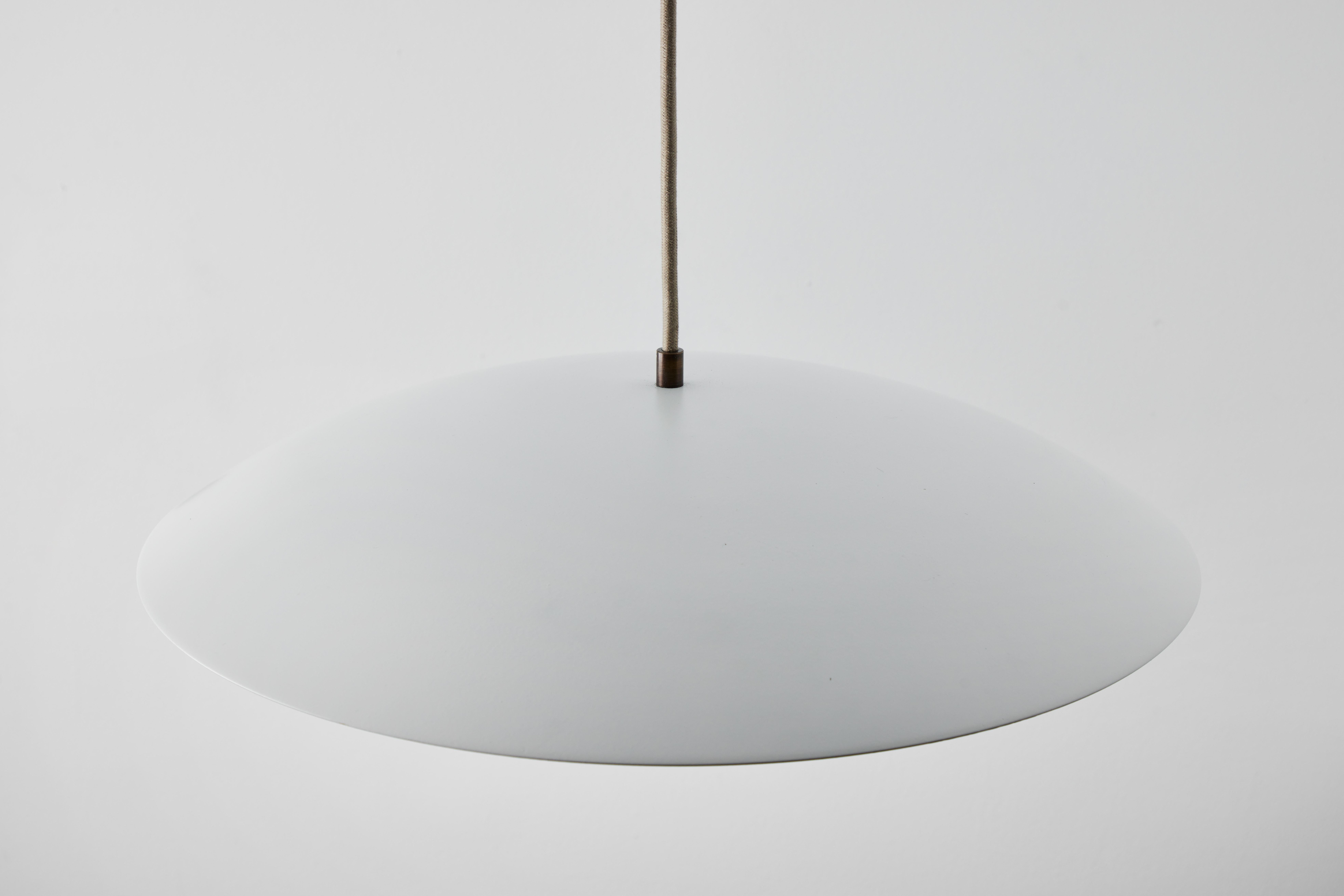 'Gabi' Perforated Brass Dome & White Painted Metal Pendant by Alvaro Benitez For Sale 5