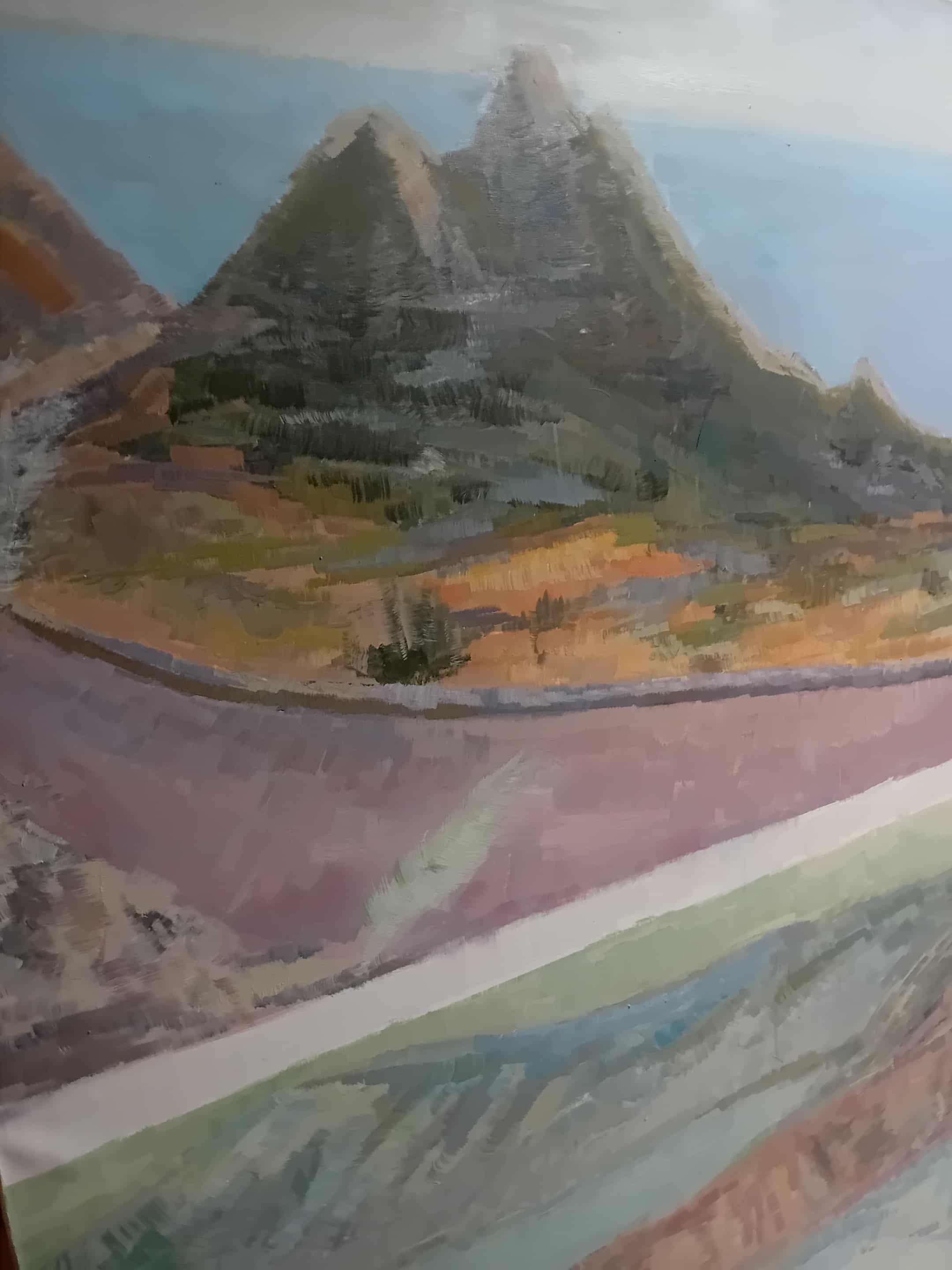 Paysage contemporain peint à l'huile sur toile par un artiste émergent - Ensemble en vente 3