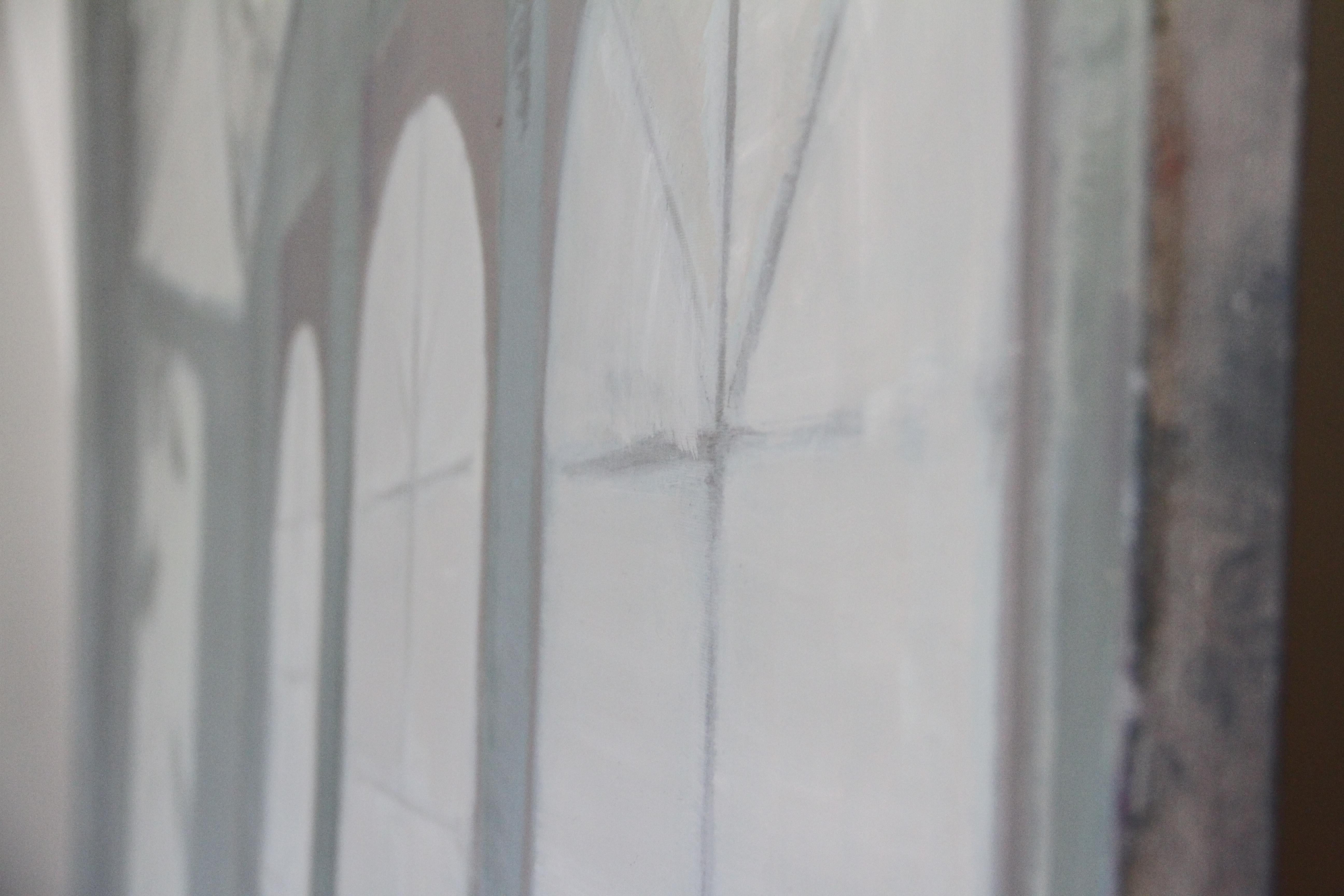Contemporary Ölgemälde auf Leinwand von Emerging Artist - Großformat - Orangerie (Grau), Figurative Painting, von Gabija Pritkovaite