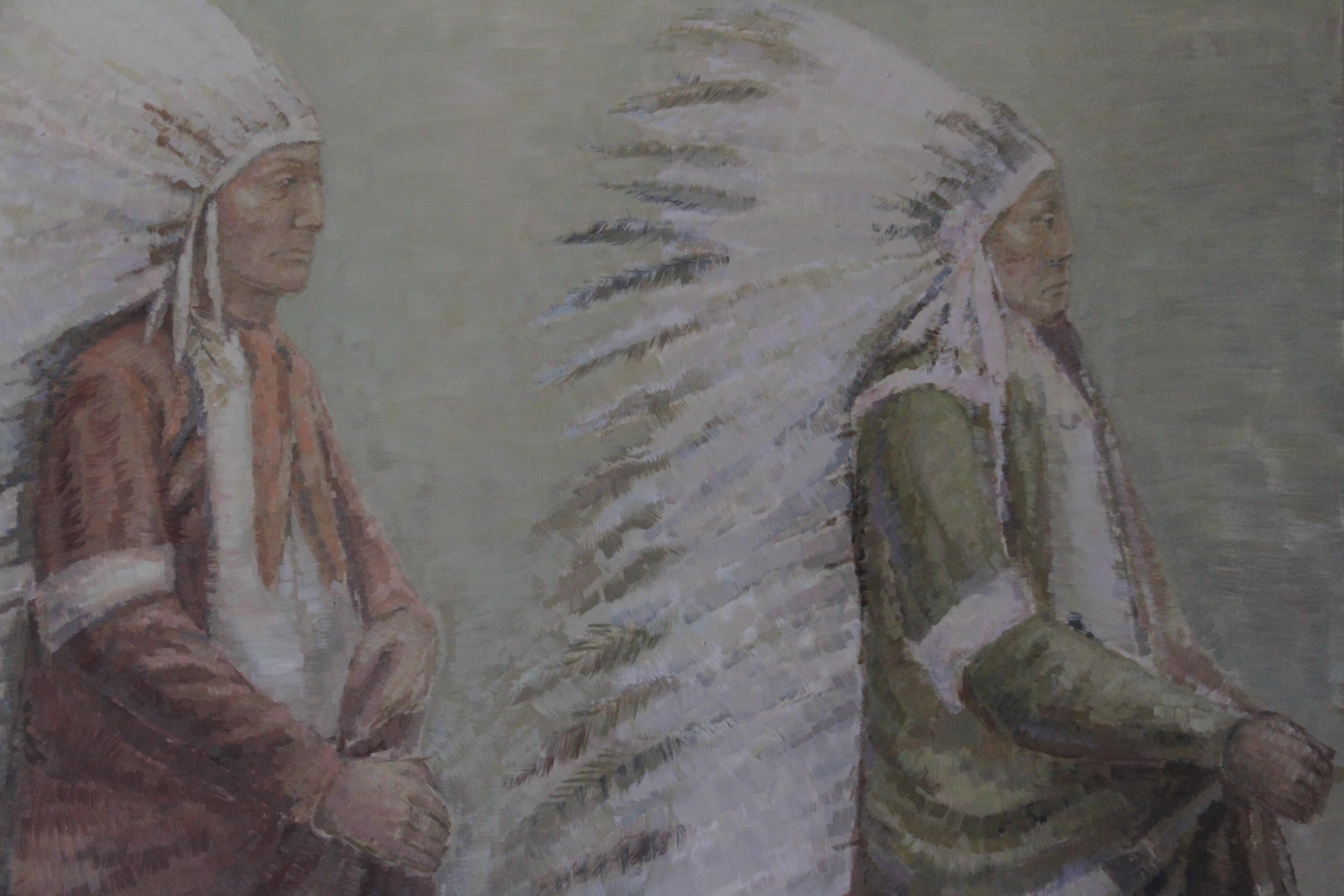 Contemporary Oil Painting on Canvas by Emerging Artist - Native Americans For Sale 1
