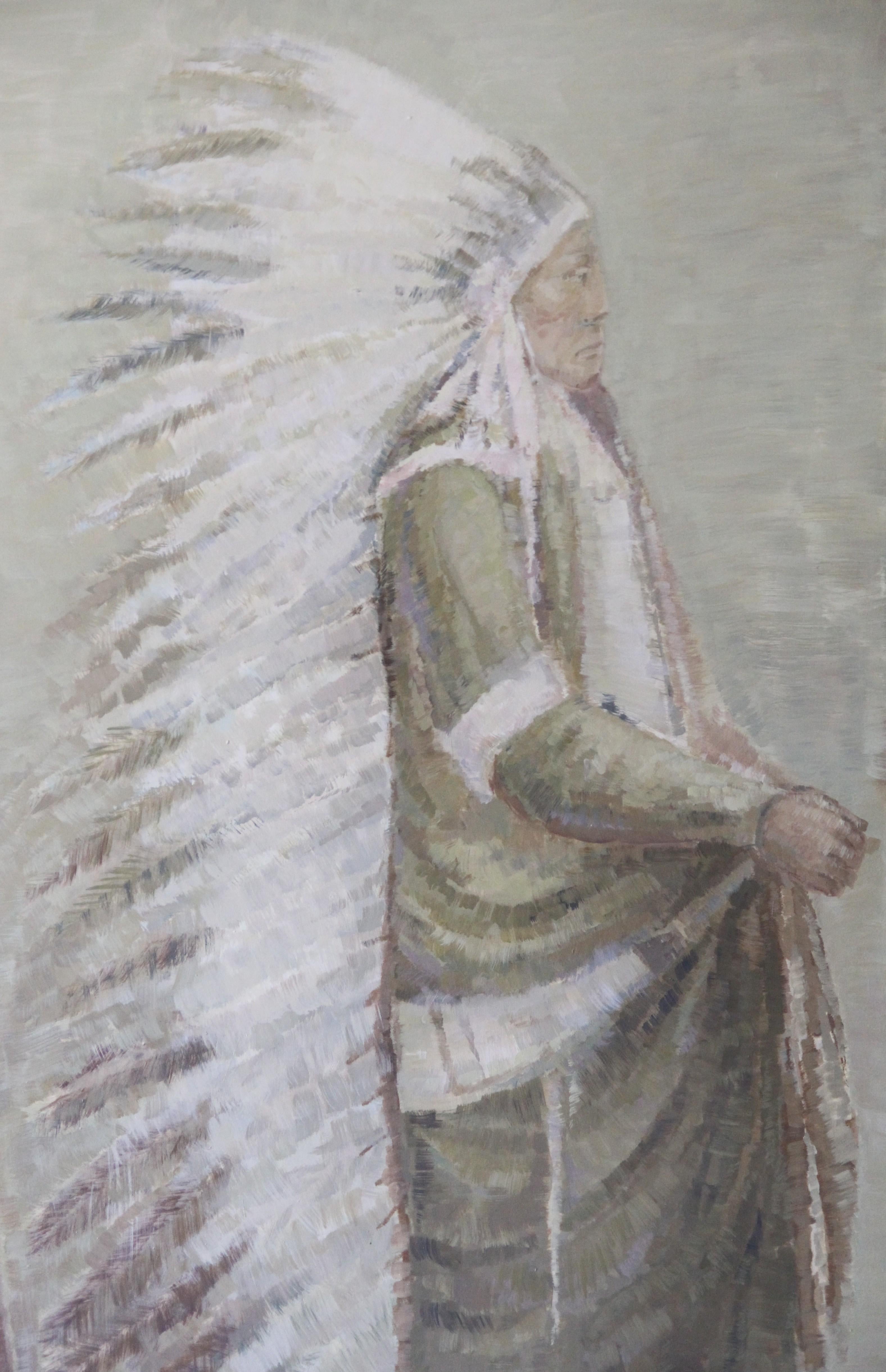 Contemporary Oil Painting on Canvas by Emerging Artist - Native Americans For Sale 3