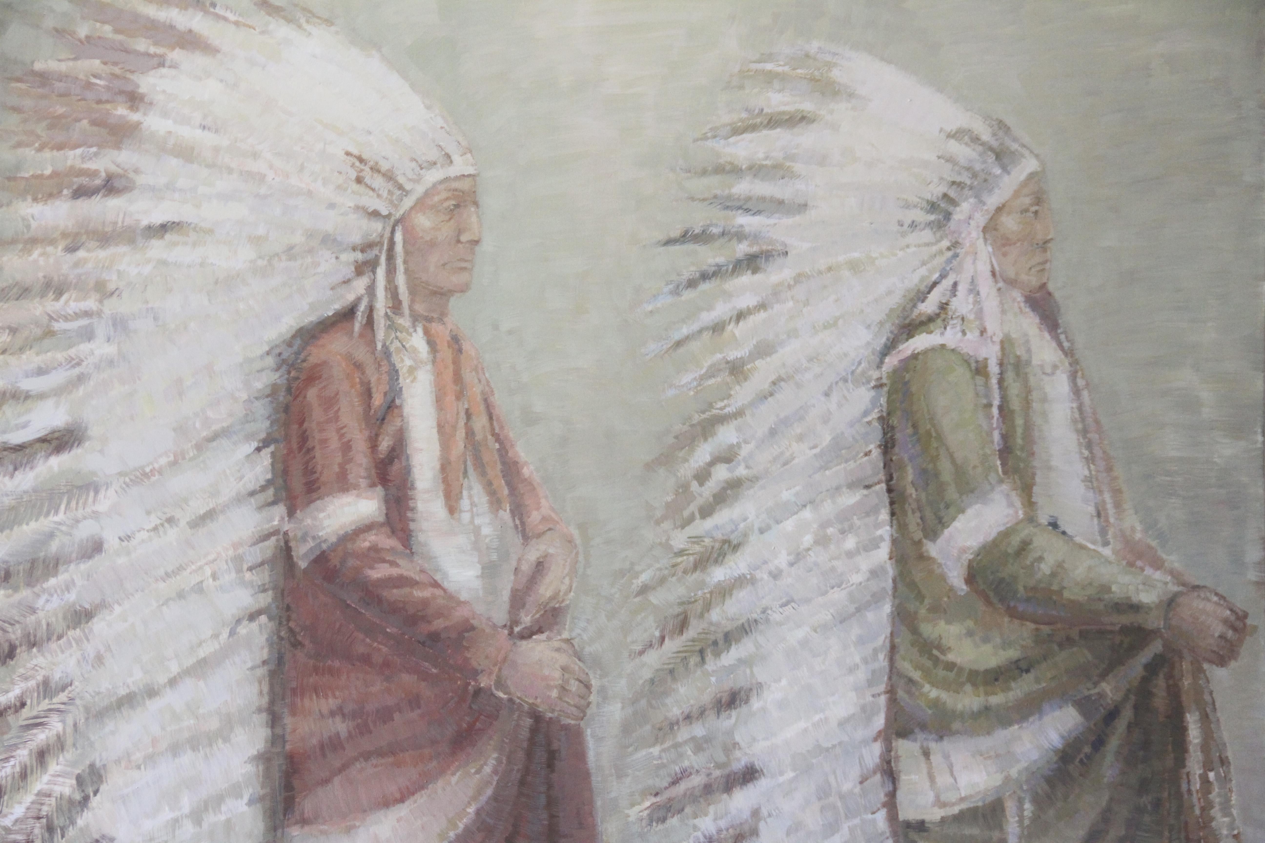 Contemporary Oil Painting on Canvas by Emerging Artist - Native Americans For Sale 4