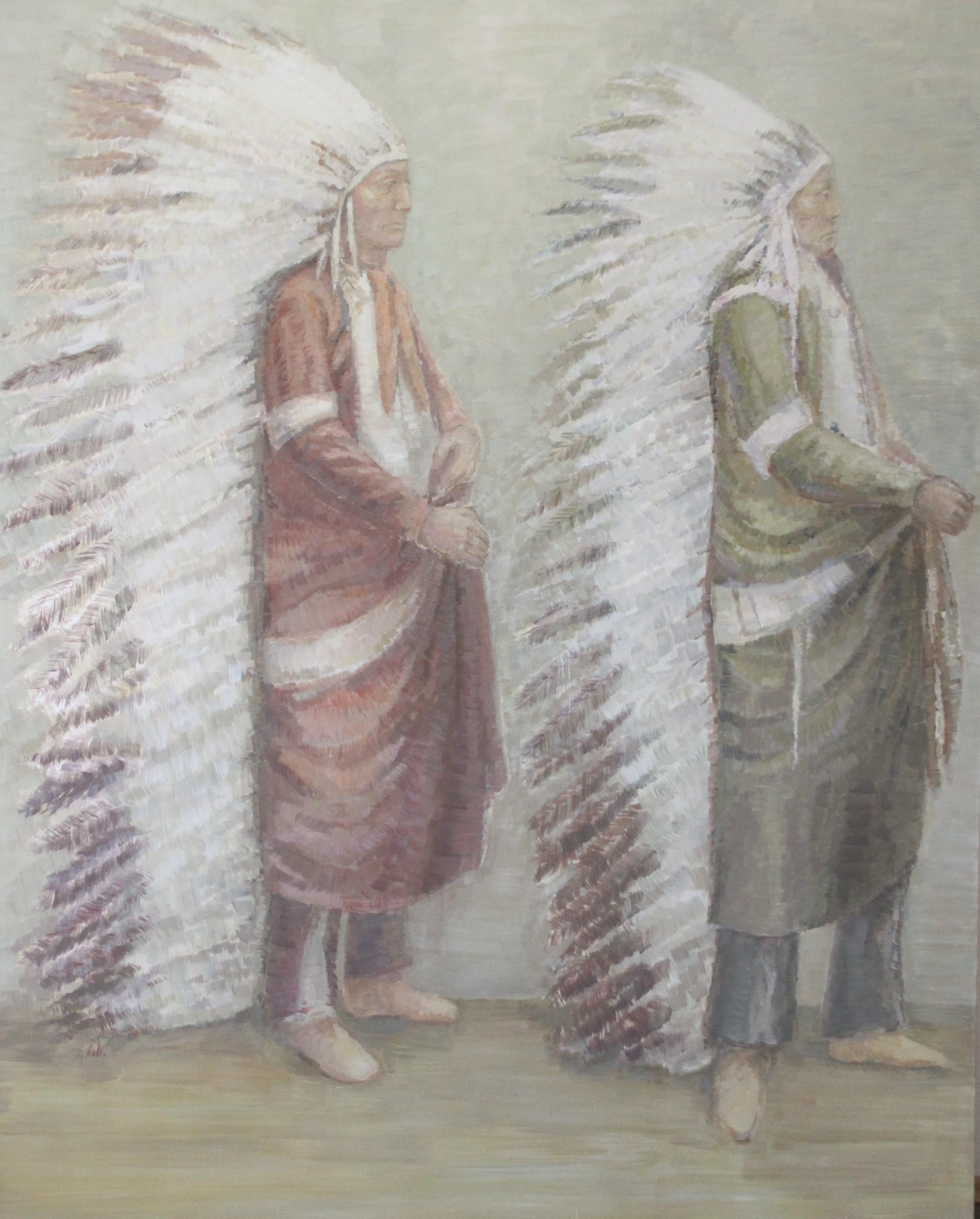 Gabija Pritkovaite Figurative Painting - Contemporary Oil Painting on Canvas by Emerging Artist - Native Americans