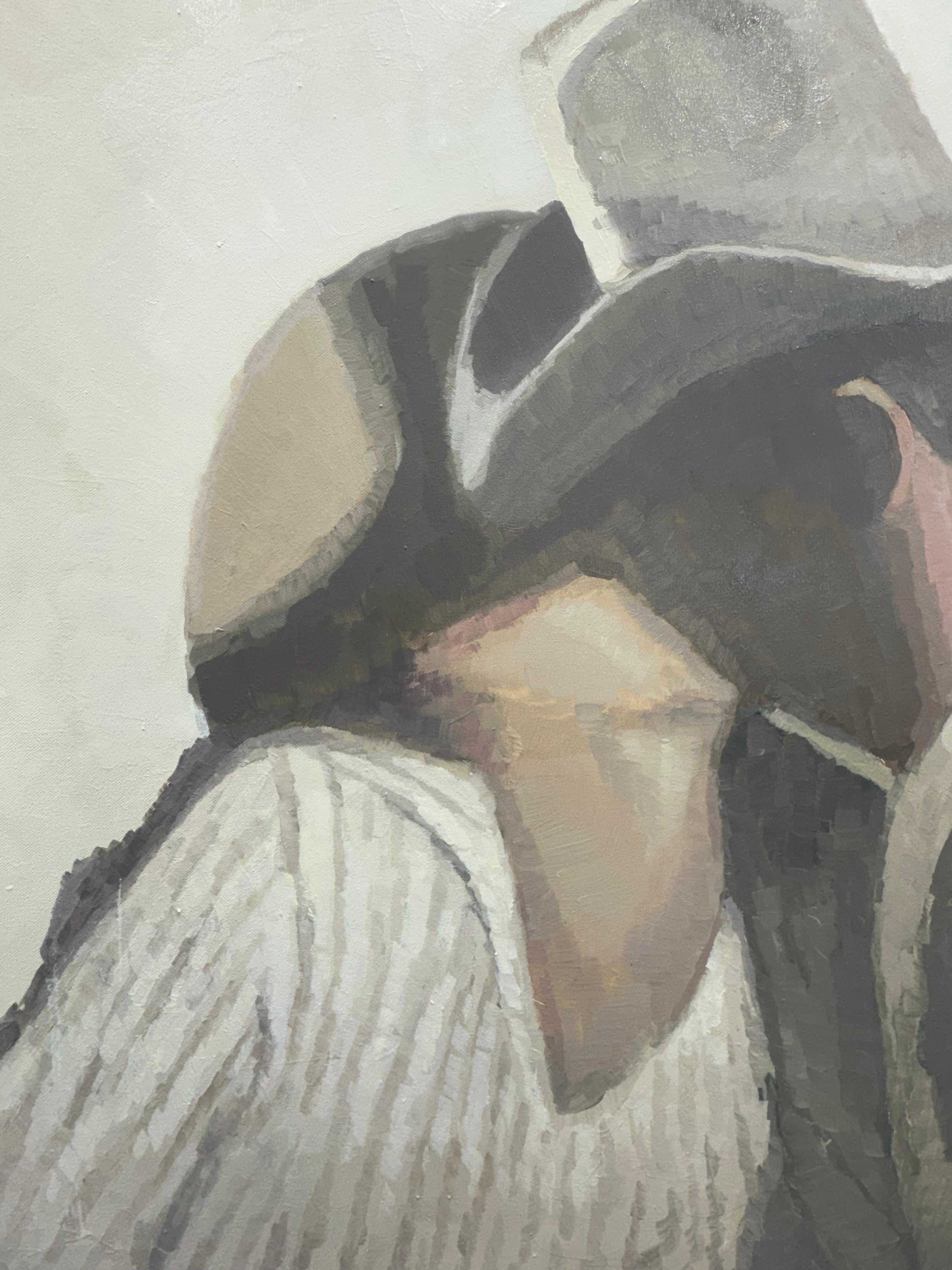 Zeitgenössisches Ölgemälde auf Leinwand - Pastellfarben - Der Kuss – Painting von Gabija Pritkovaite