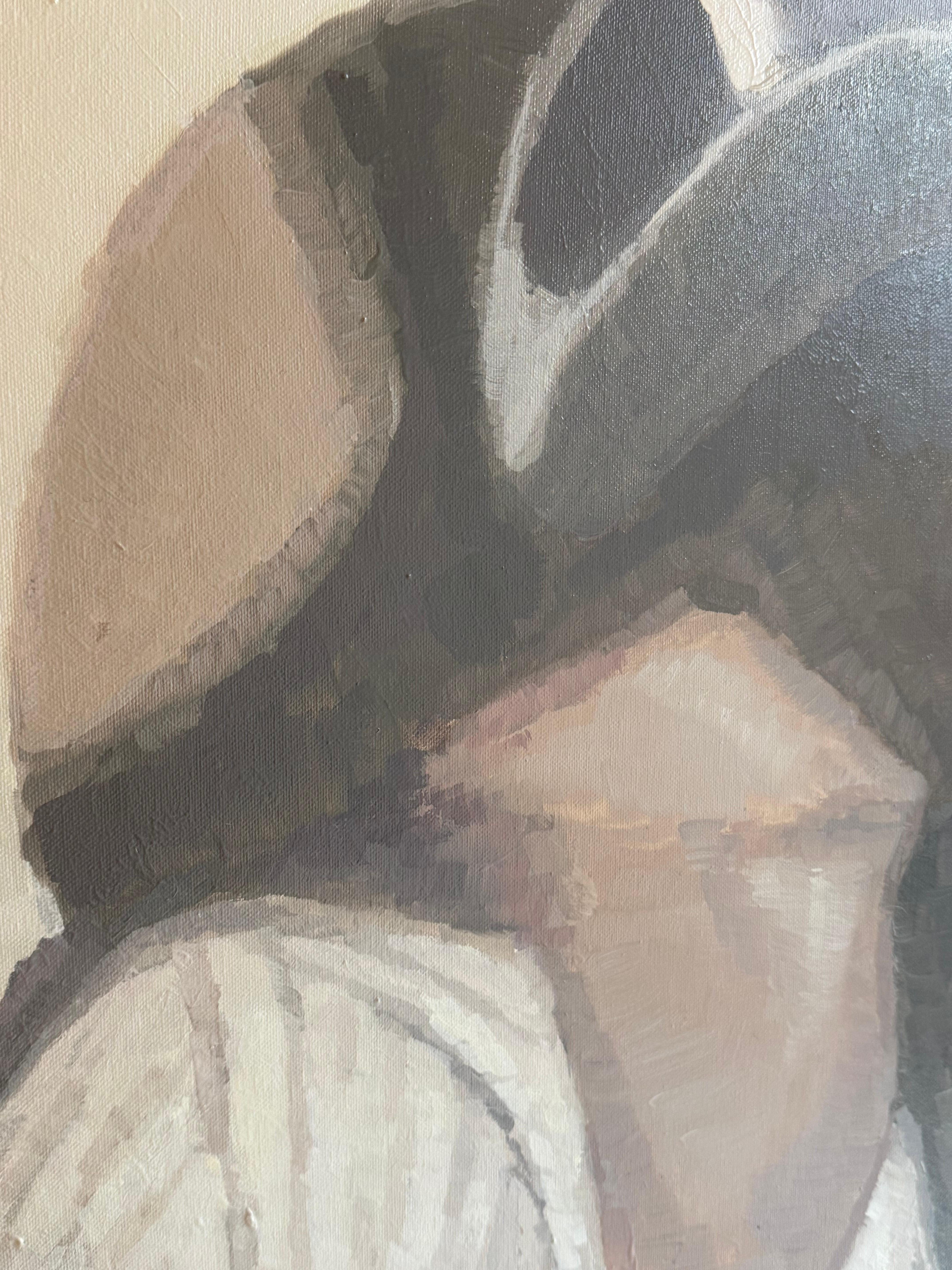 Zeitgenössisches Ölgemälde auf Leinwand - Pastellfarben - Der Kuss im Angebot 1