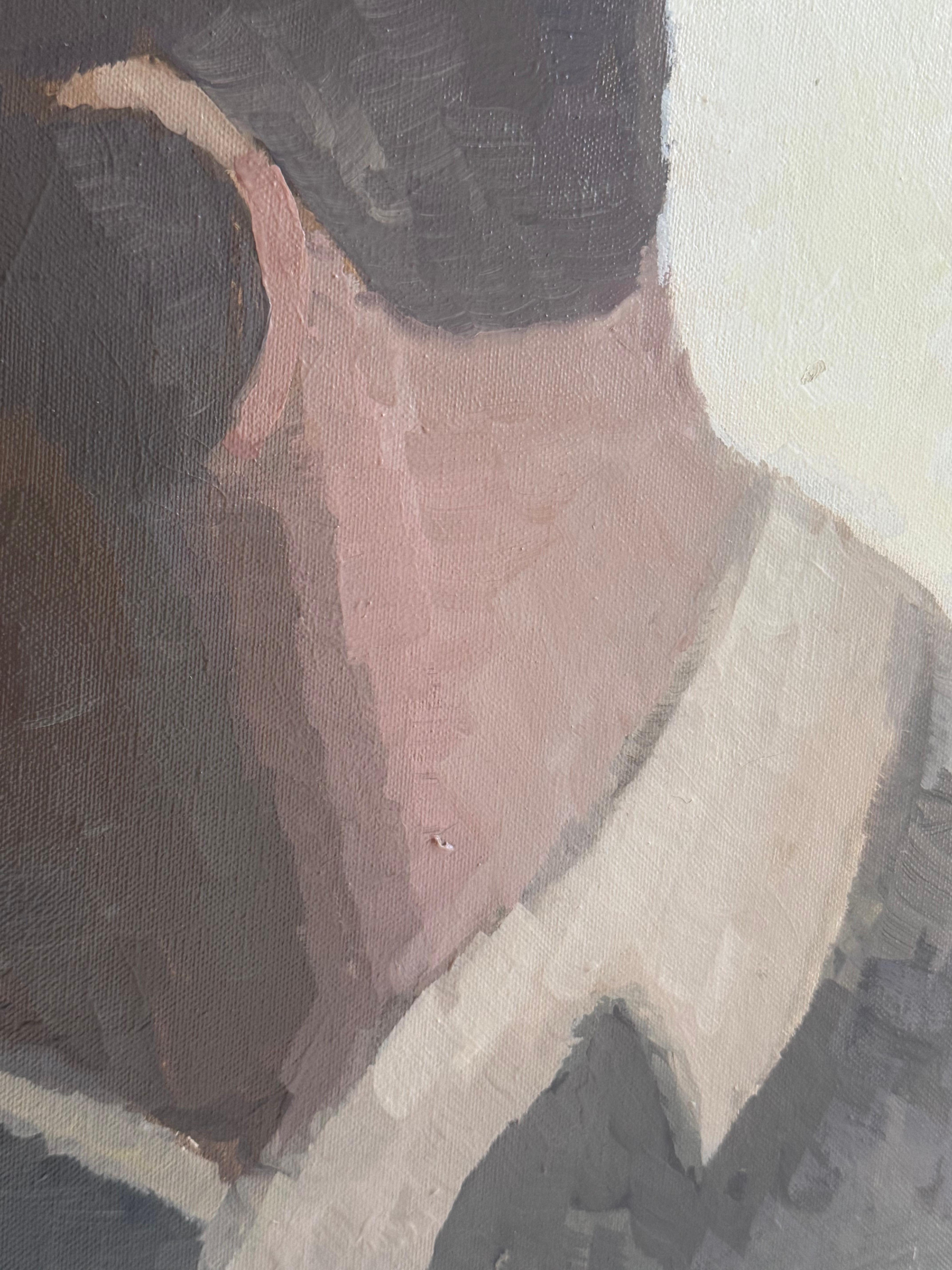 Zeitgenössisches Ölgemälde auf Leinwand - Pastellfarben - Der Kuss im Angebot 2