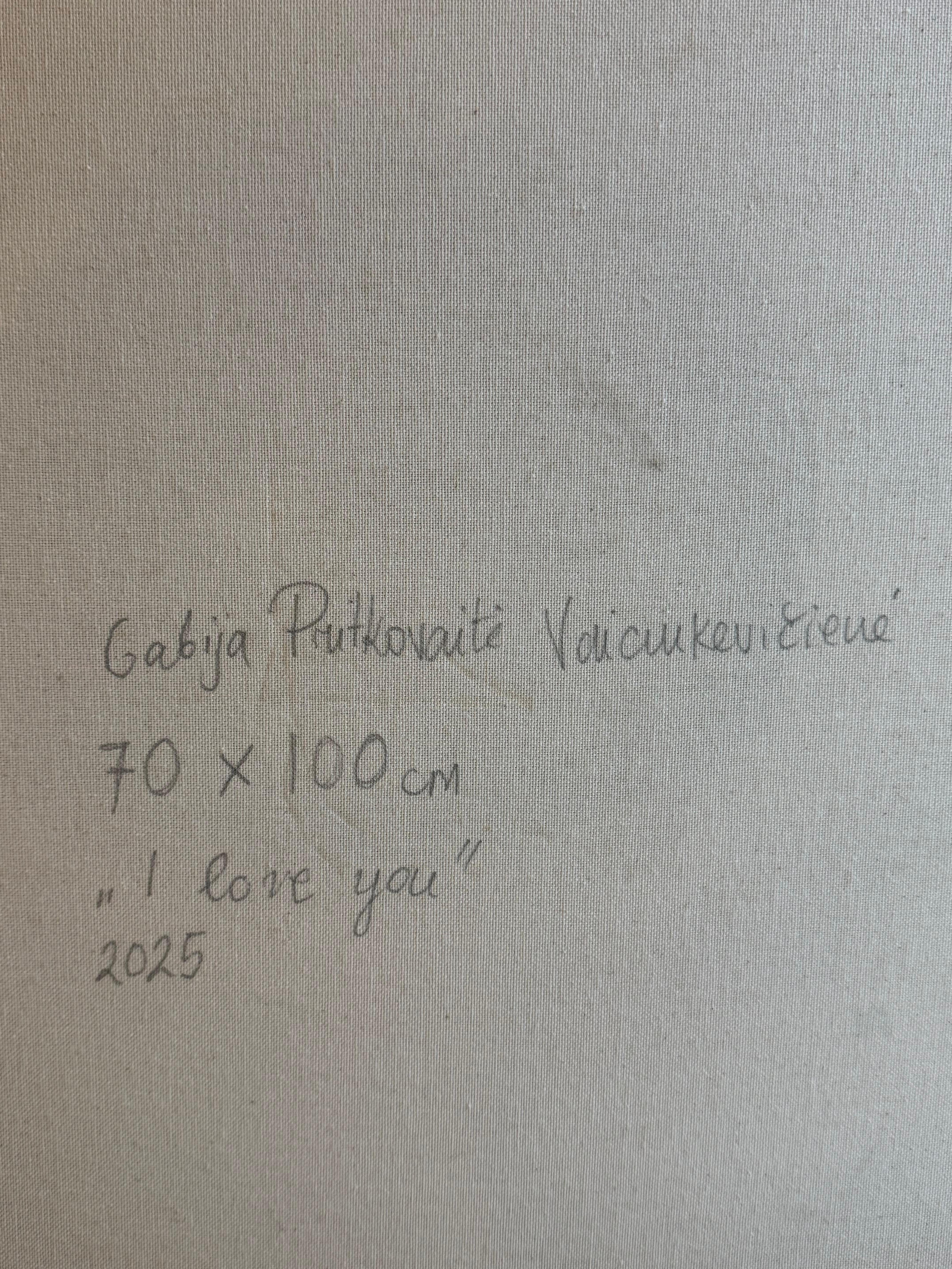 Zeitgenössisches Ölgemälde auf Leinwand - Pastellfarben - Der Kuss im Angebot 3