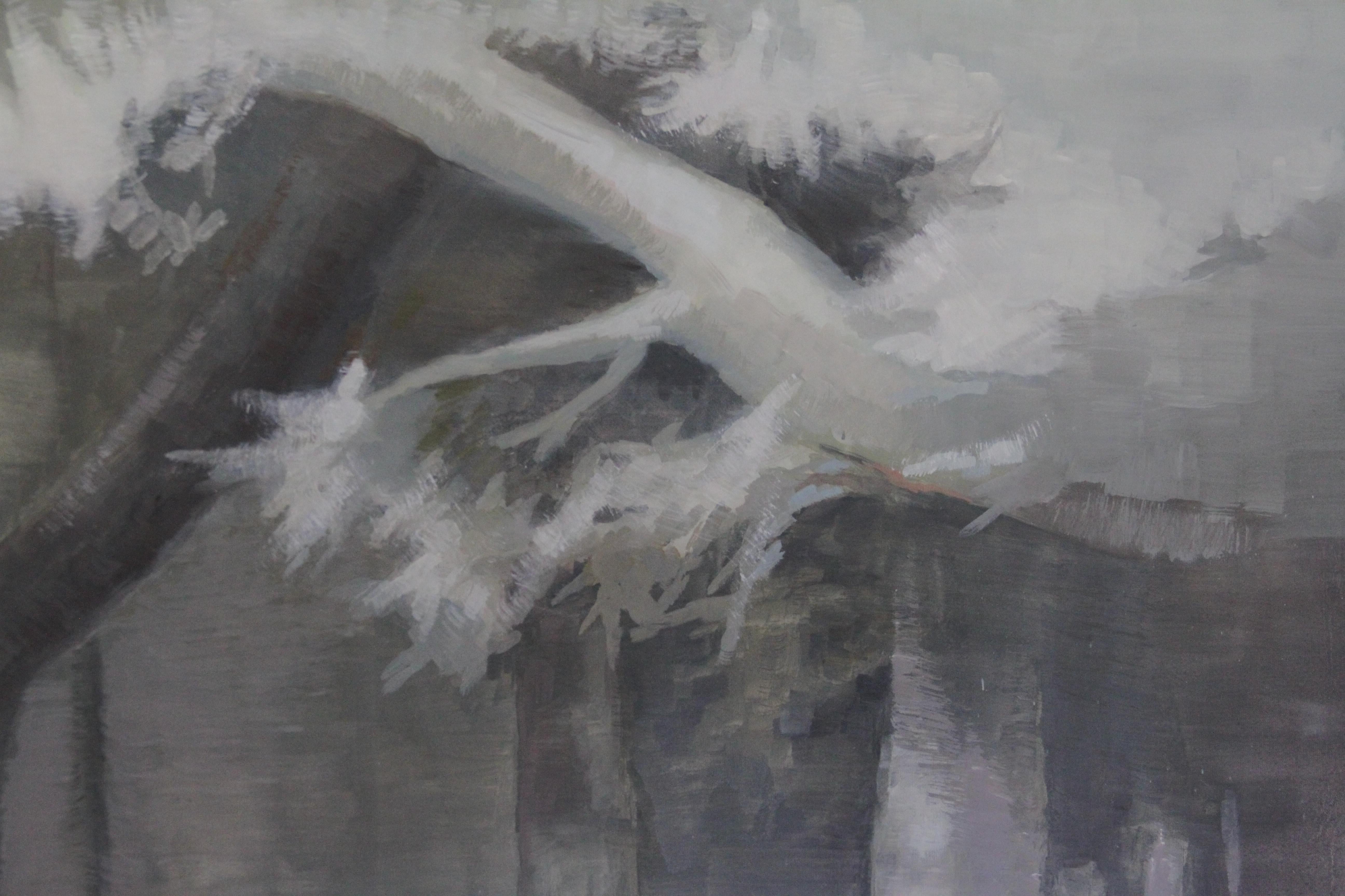 Contemporary Oil Painting on Canvas - Theatrical Misty Forest - Emerging Artist For Sale 7