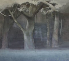 Contemporary Oil Painting on Canvas - Theatrical Misty Forest - Emerging Artist
