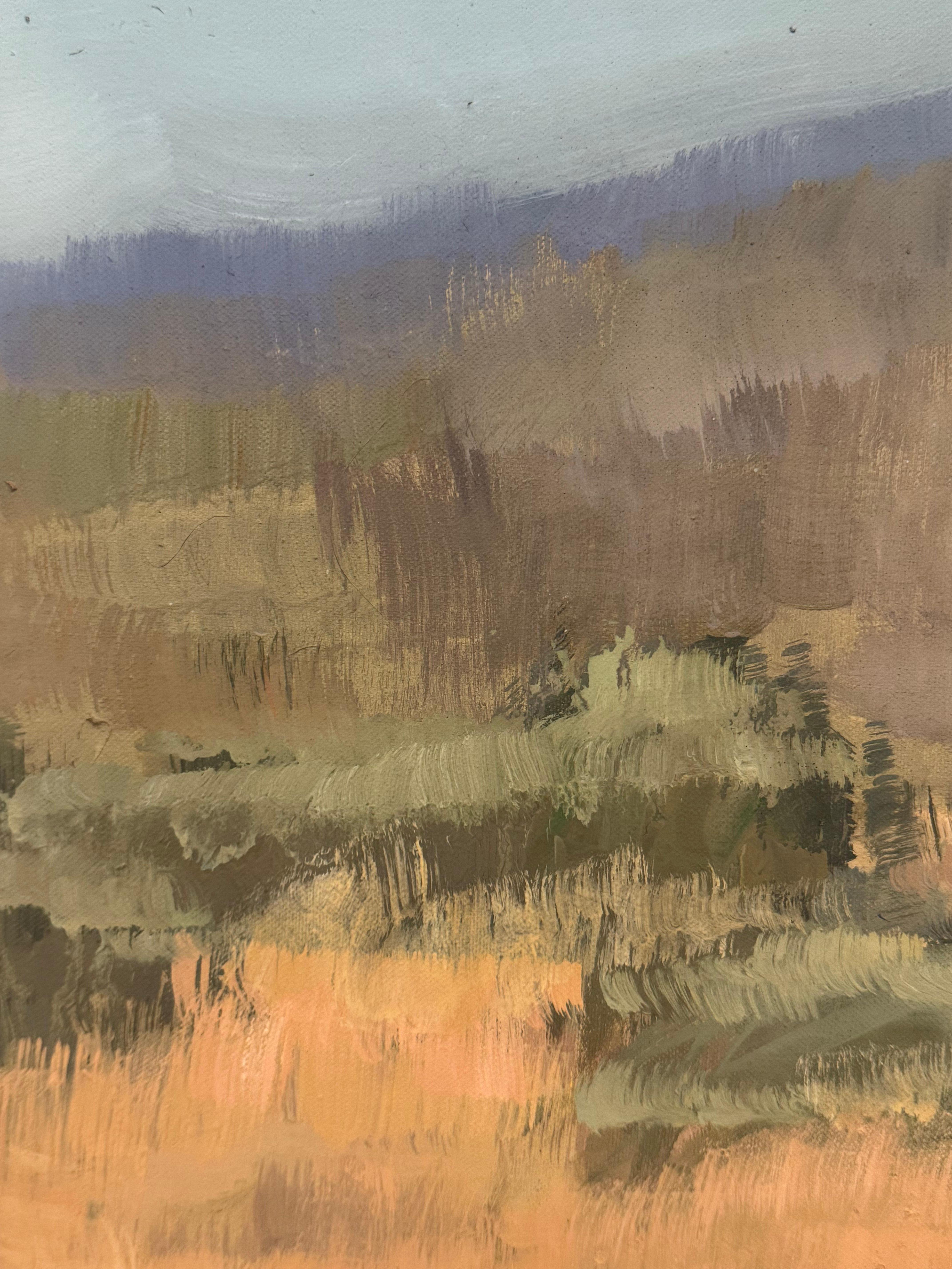 Großes Öl auf Leinwand Landschaftsgemälde mit dem Reiter - Emerging Artist (Zeitgenössisch), Painting, von Gabija Pritkovaite