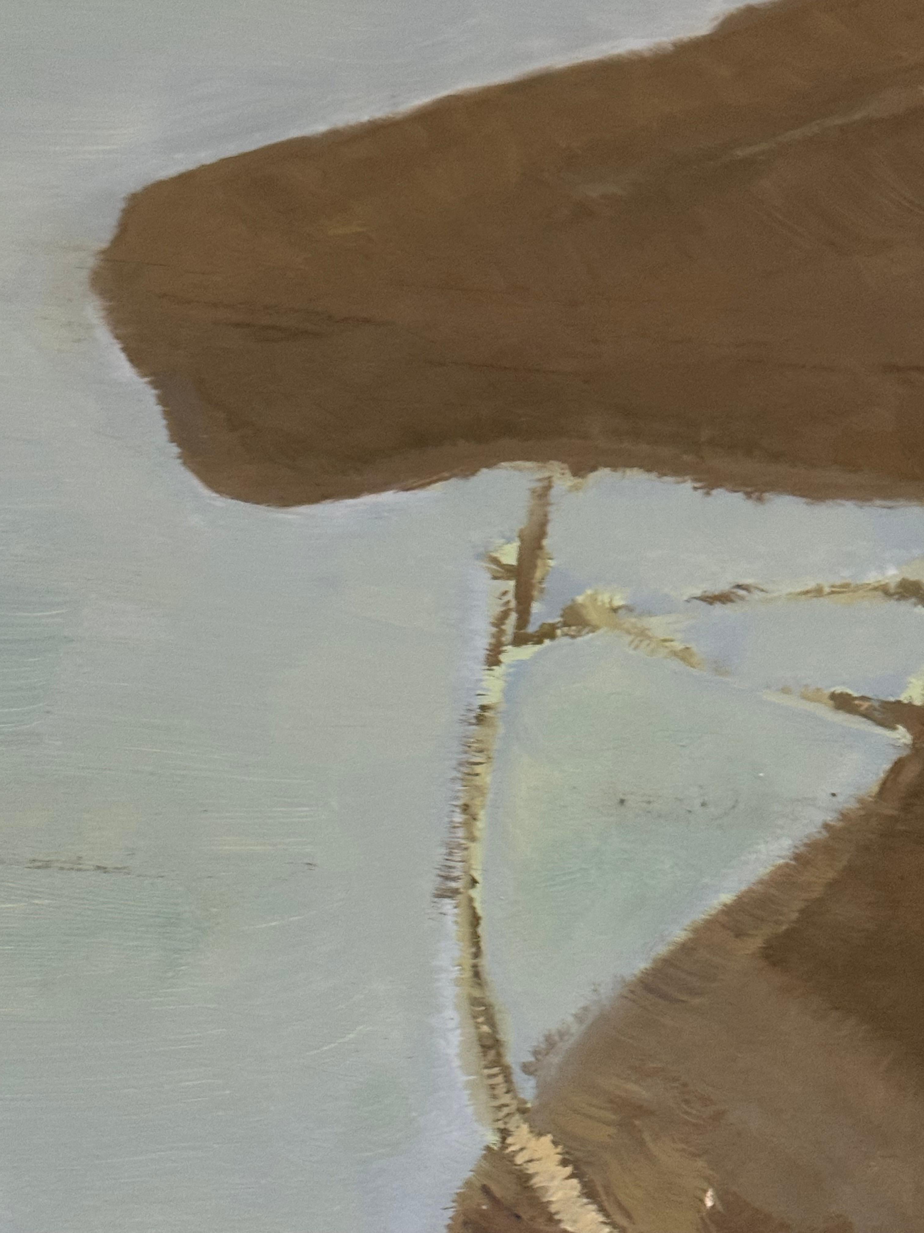 Großes Öl auf Leinwand Landschaftsgemälde mit dem Reiter - Emerging Artist (Schwarz), Landscape Painting, von Gabija Pritkovaite