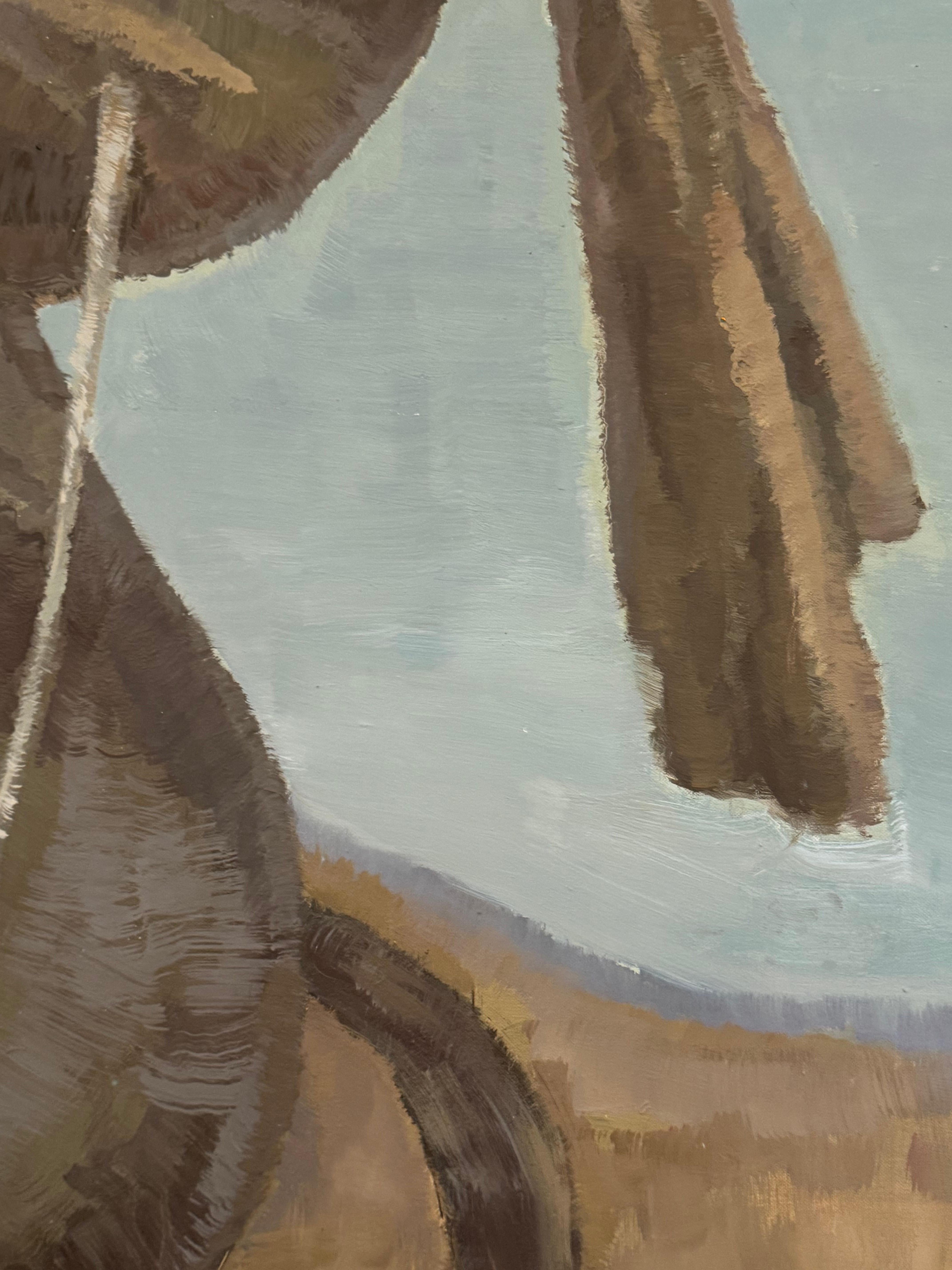 Großes Öl auf Leinwand Landschaftsgemälde mit dem Reiter - Emerging Artist im Angebot 1