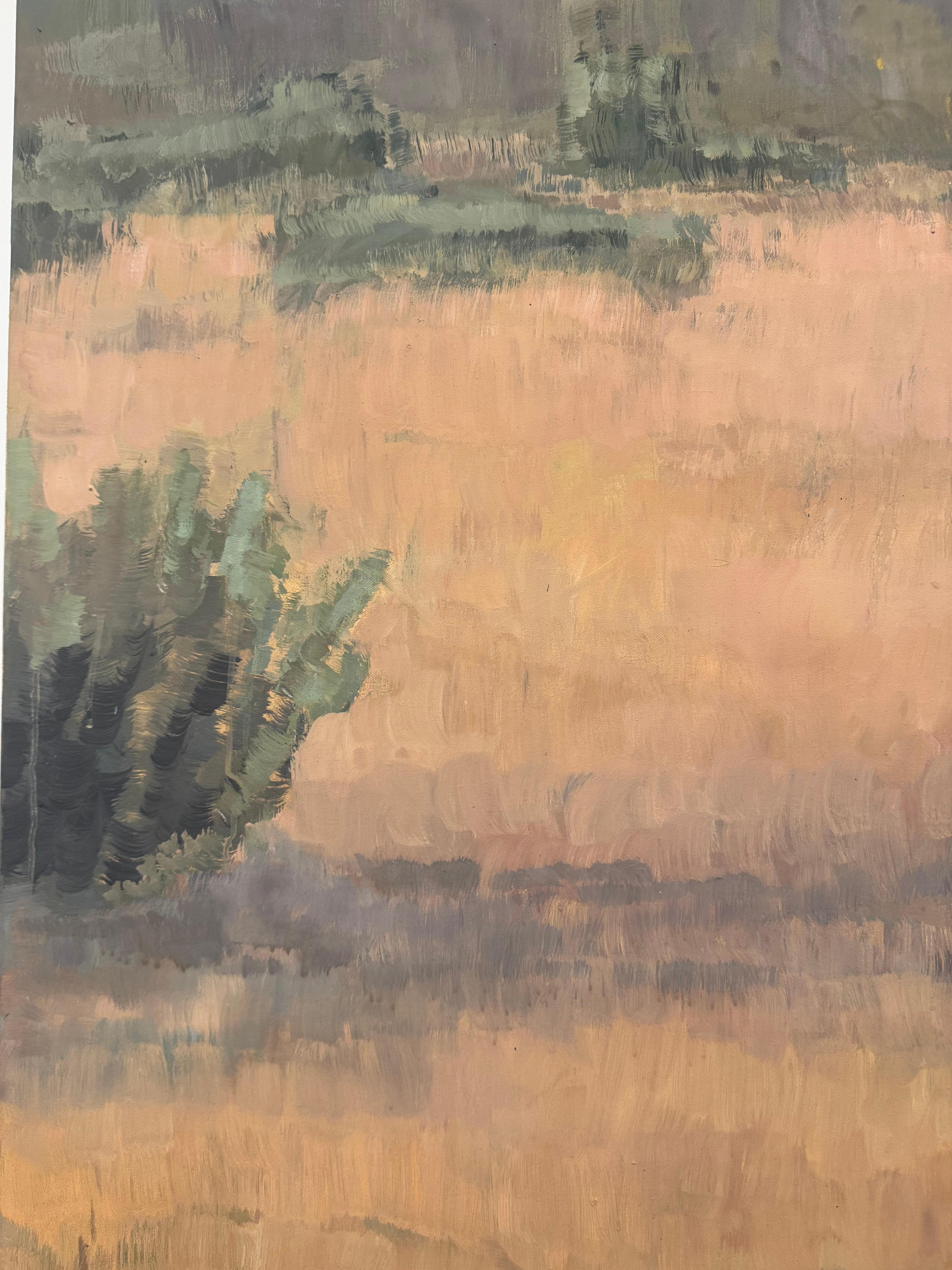 Großes Öl auf Leinwand Landschaftsgemälde mit dem Reiter - Emerging Artist im Angebot 3