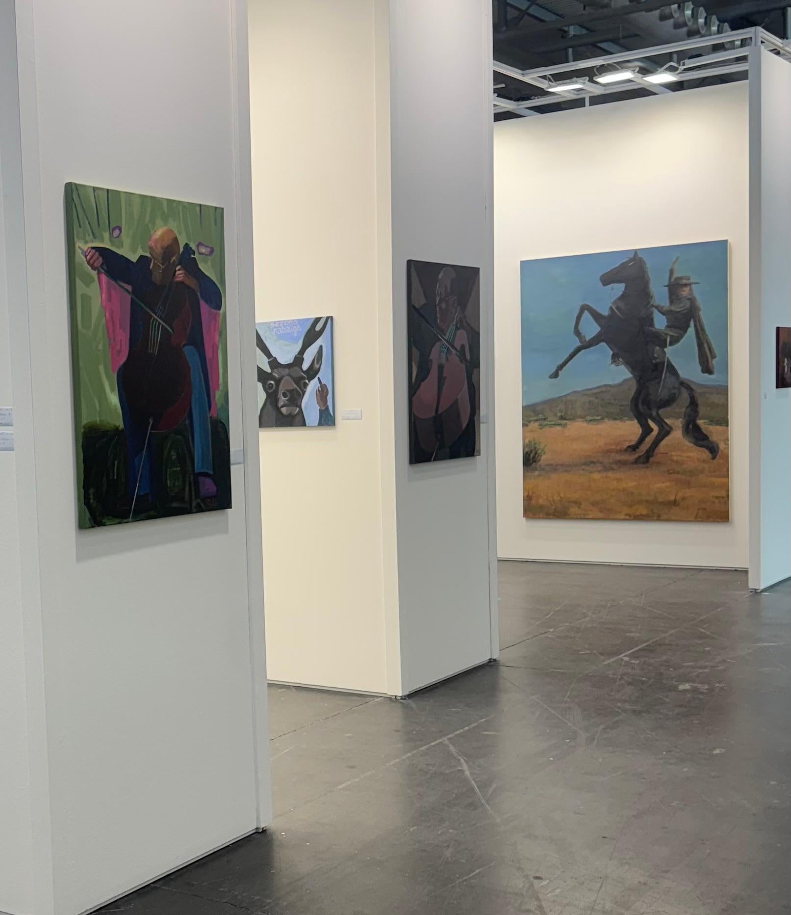 Großes Öl auf Leinwand Landschaftsgemälde mit dem Reiter - Emerging Artist im Angebot 4