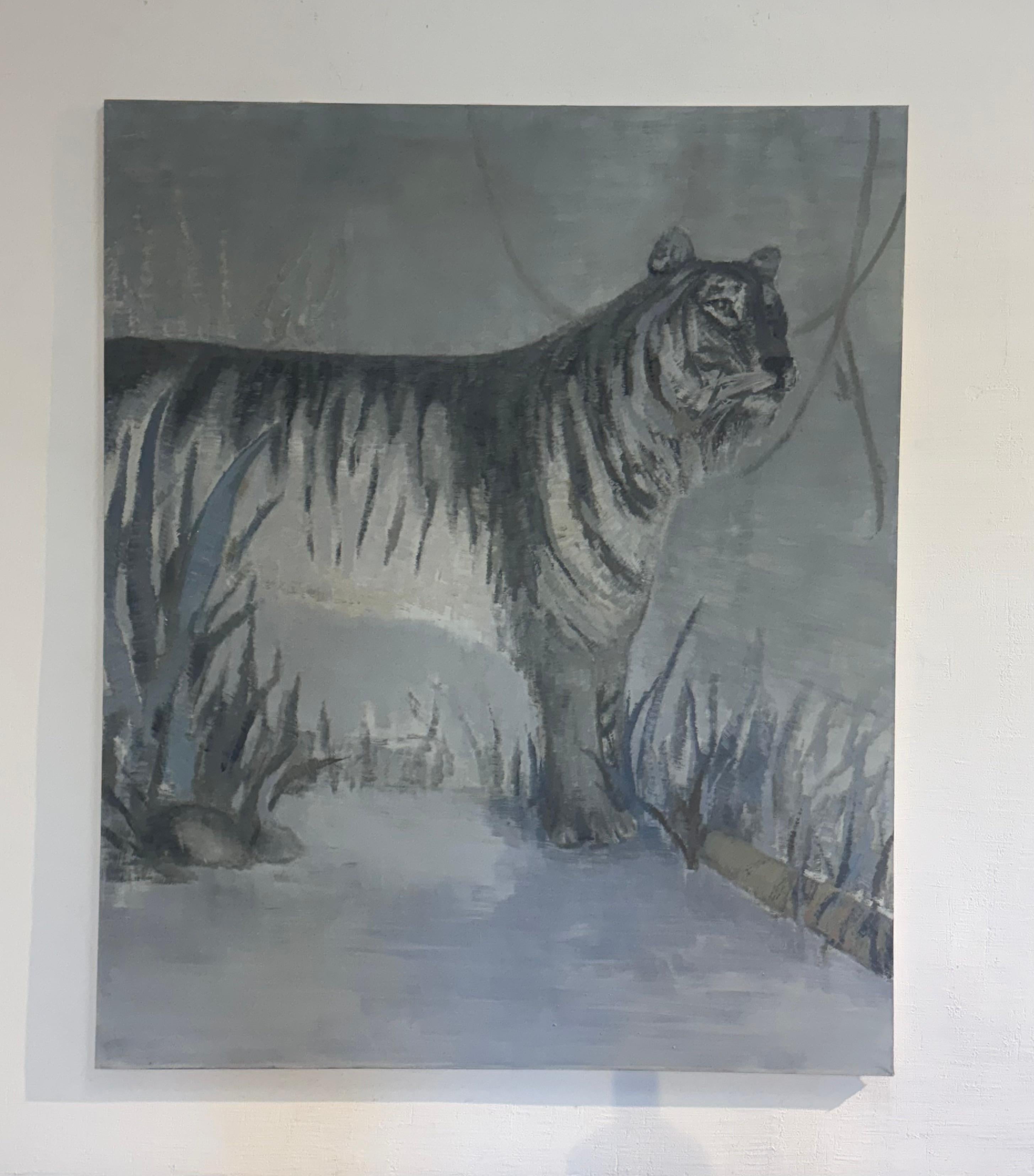 Pittura a olio su tela contemporanea - Tigre del Caspio di un artista emergente - Painting di Gabija Pritkovaite