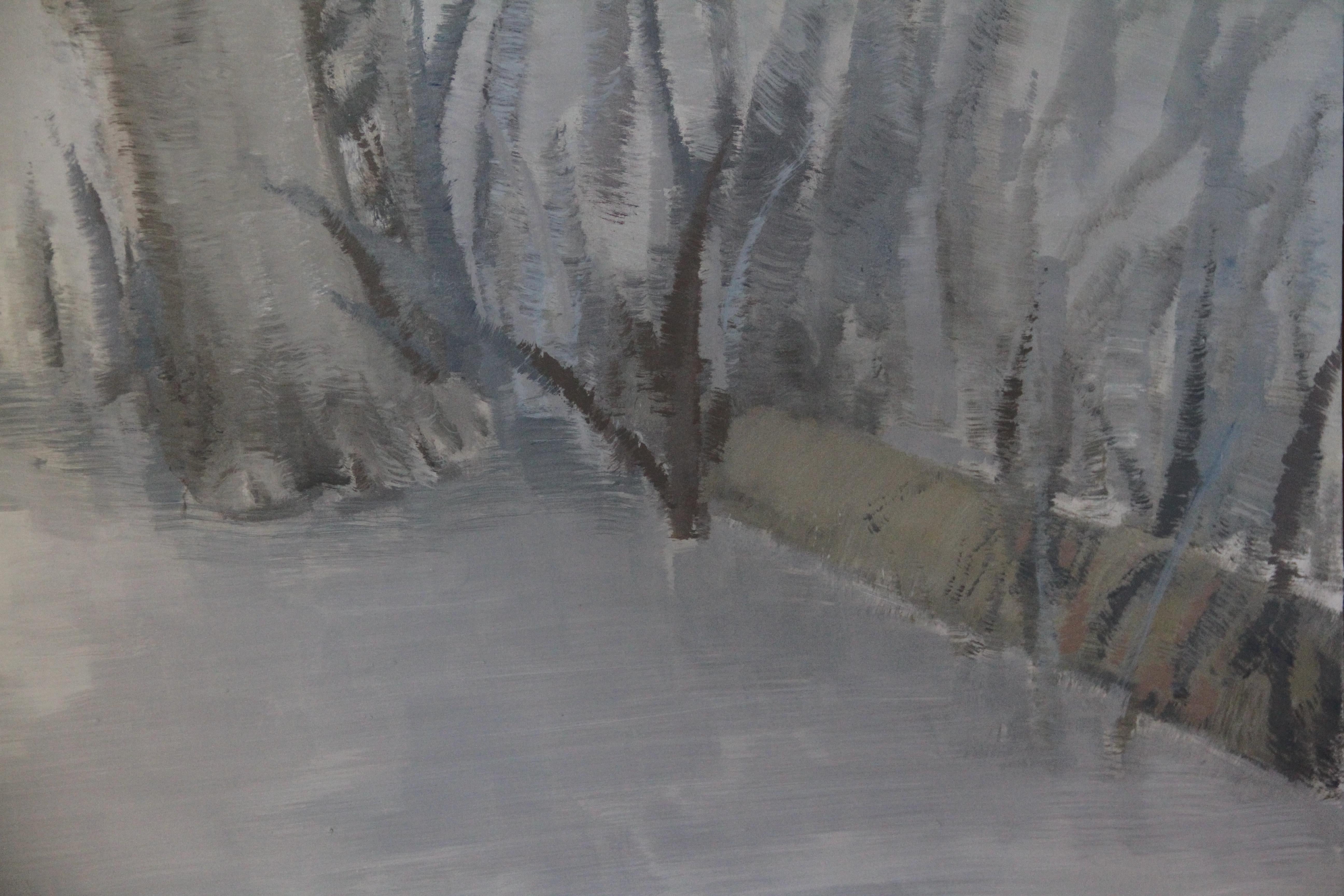 Pittura a olio su tela contemporanea - Tigre del Caspio di un artista emergente in vendita 3