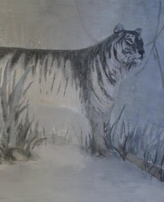 Contemporary Oil Painting on Canvas - Caspian Tiger by Emerging Artist