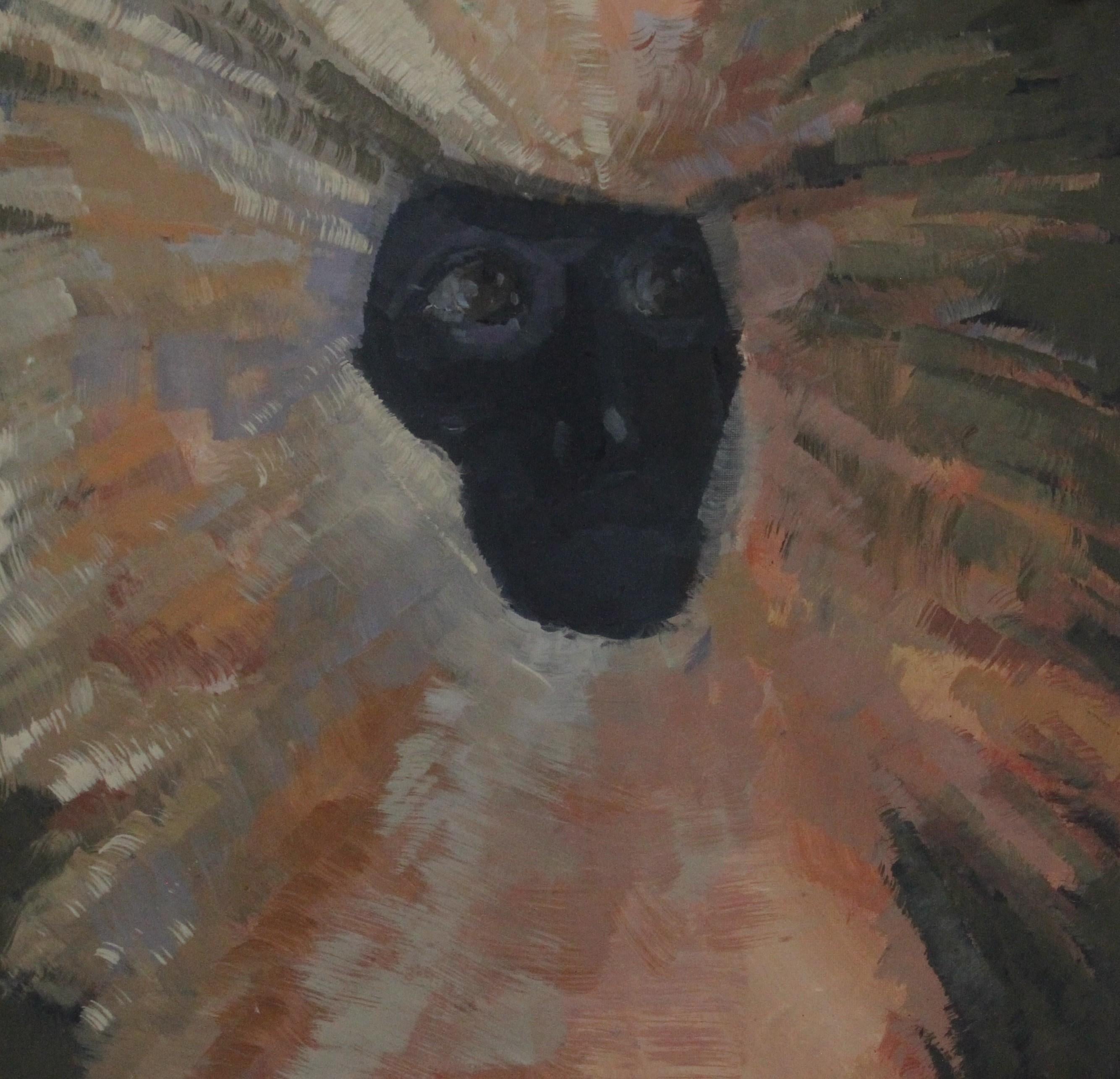 Tríptico - Pintura al óleo contemporánea sobre lienzo - Inspirada en las culturas indígenas - Animal Painting Gris de Gabija Pritkovaite