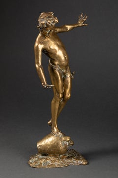 Gabirel Parente (1875-1899, Italien) : Bacchus, Wachs-Bronzeskulptur aus Wachs