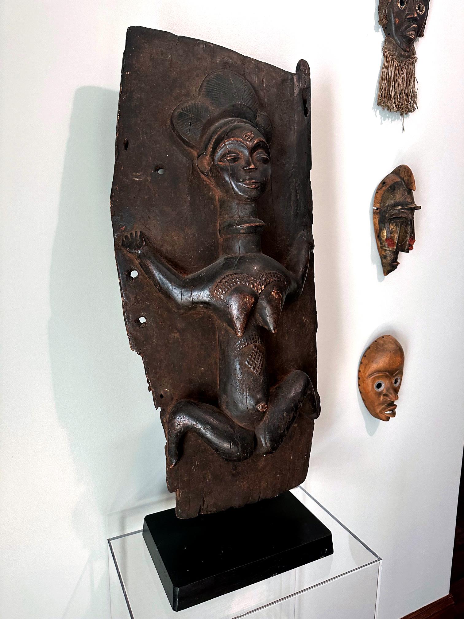 Tribal Gabon Punu Granary Door Panel on Custom Stand with Provenance For Sale