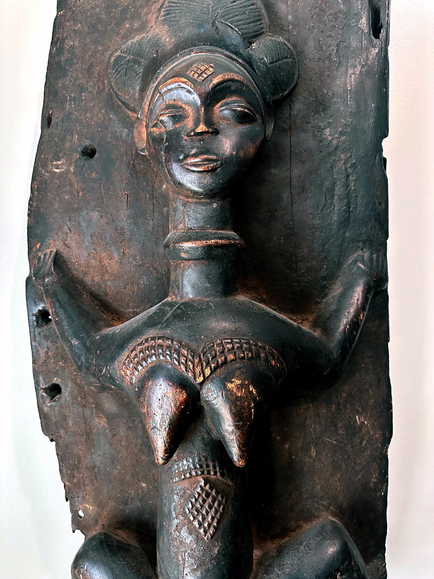 Gabonese Gabon Punu Granary Door Panel on Custom Stand with Provenance For Sale