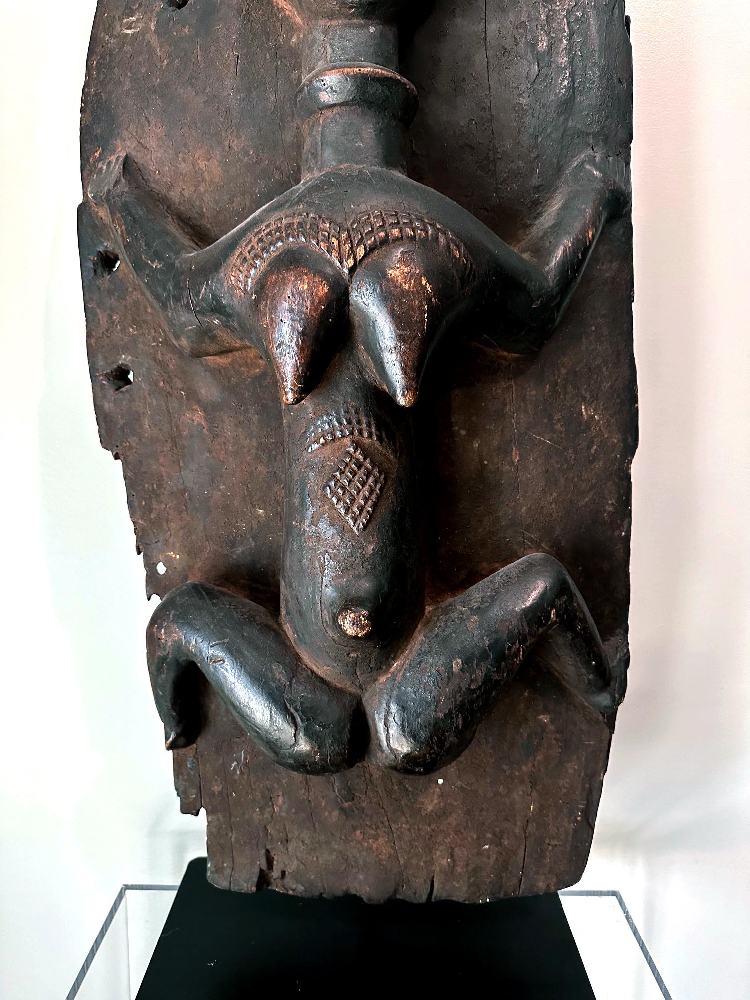 Carved Gabon Punu Granary Door Panel on Custom Stand with Provenance For Sale
