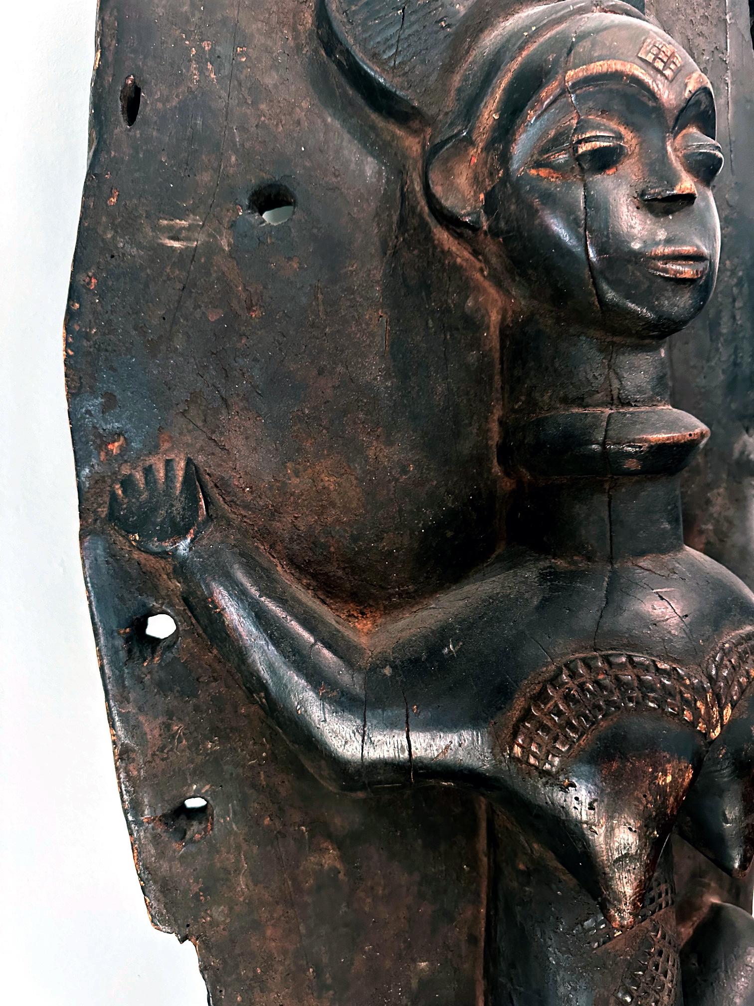 20th Century Gabon Punu Granary Door Panel on Custom Stand with Provenance For Sale