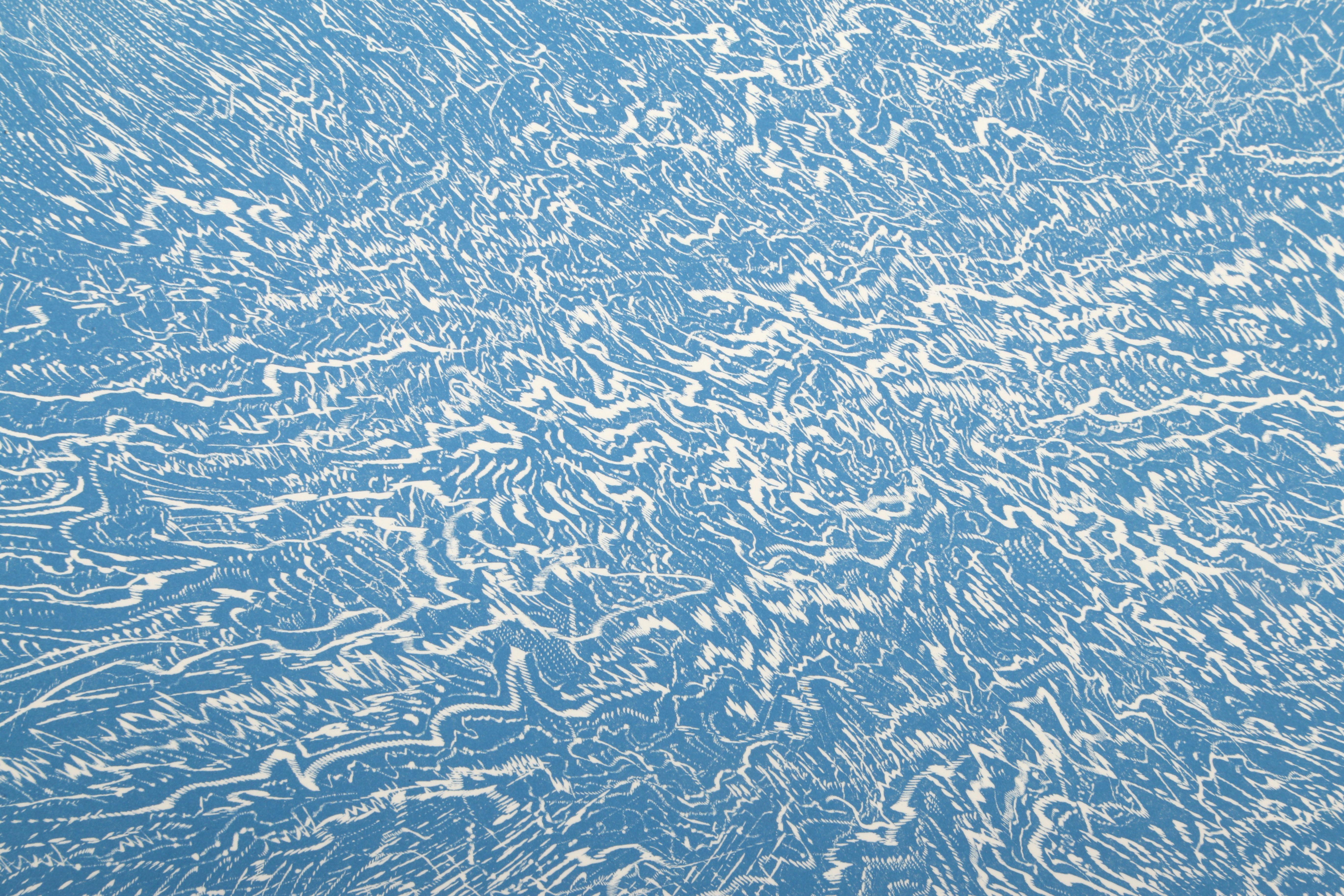 Blue Surf, Abstract Etching by Gabor Peterdi - Print by Gabor F. Peterdi