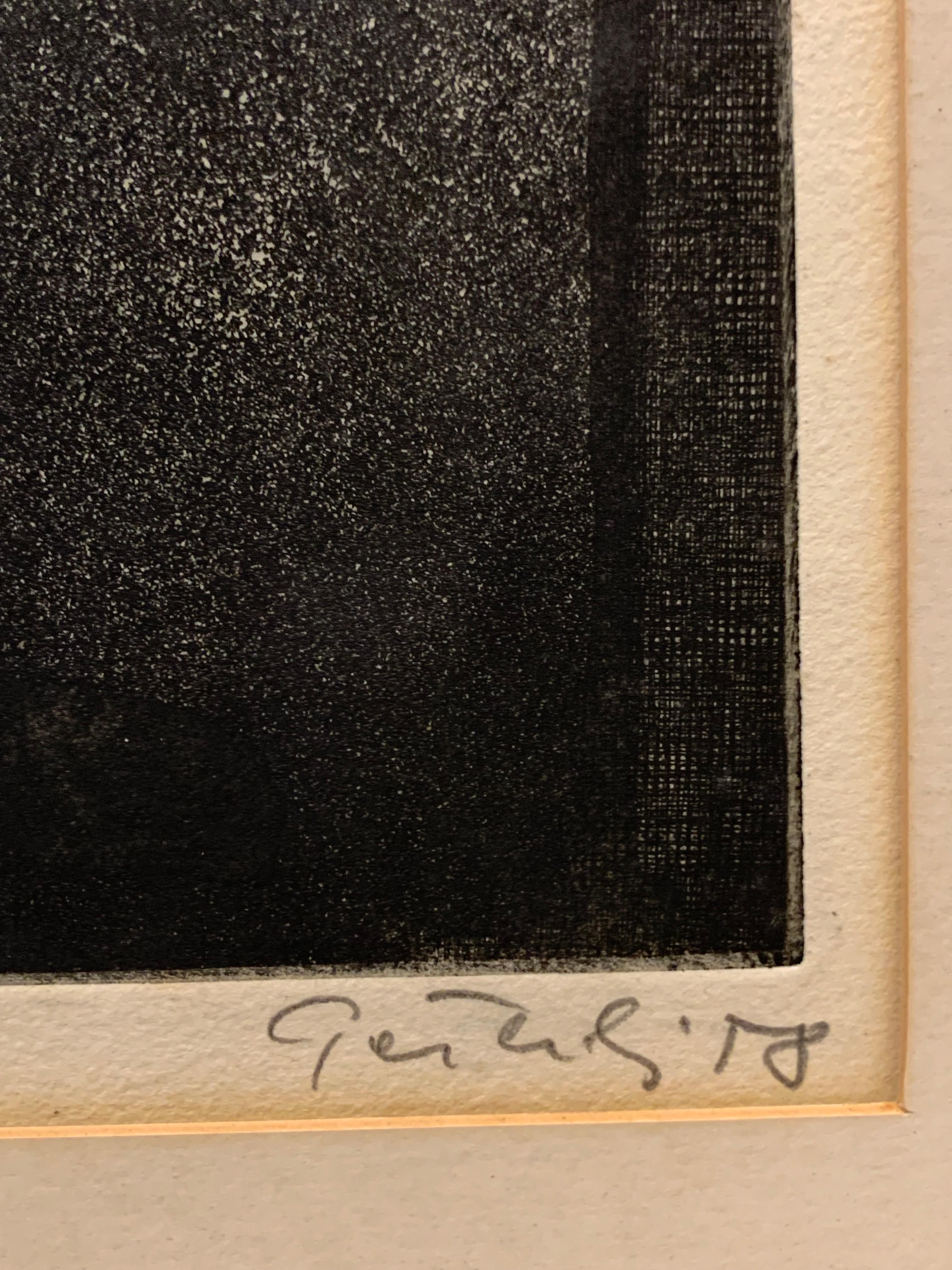 Paysage sombre (expressionniste abstrait) - Noir Abstract Print par Gabor F. Peterdi