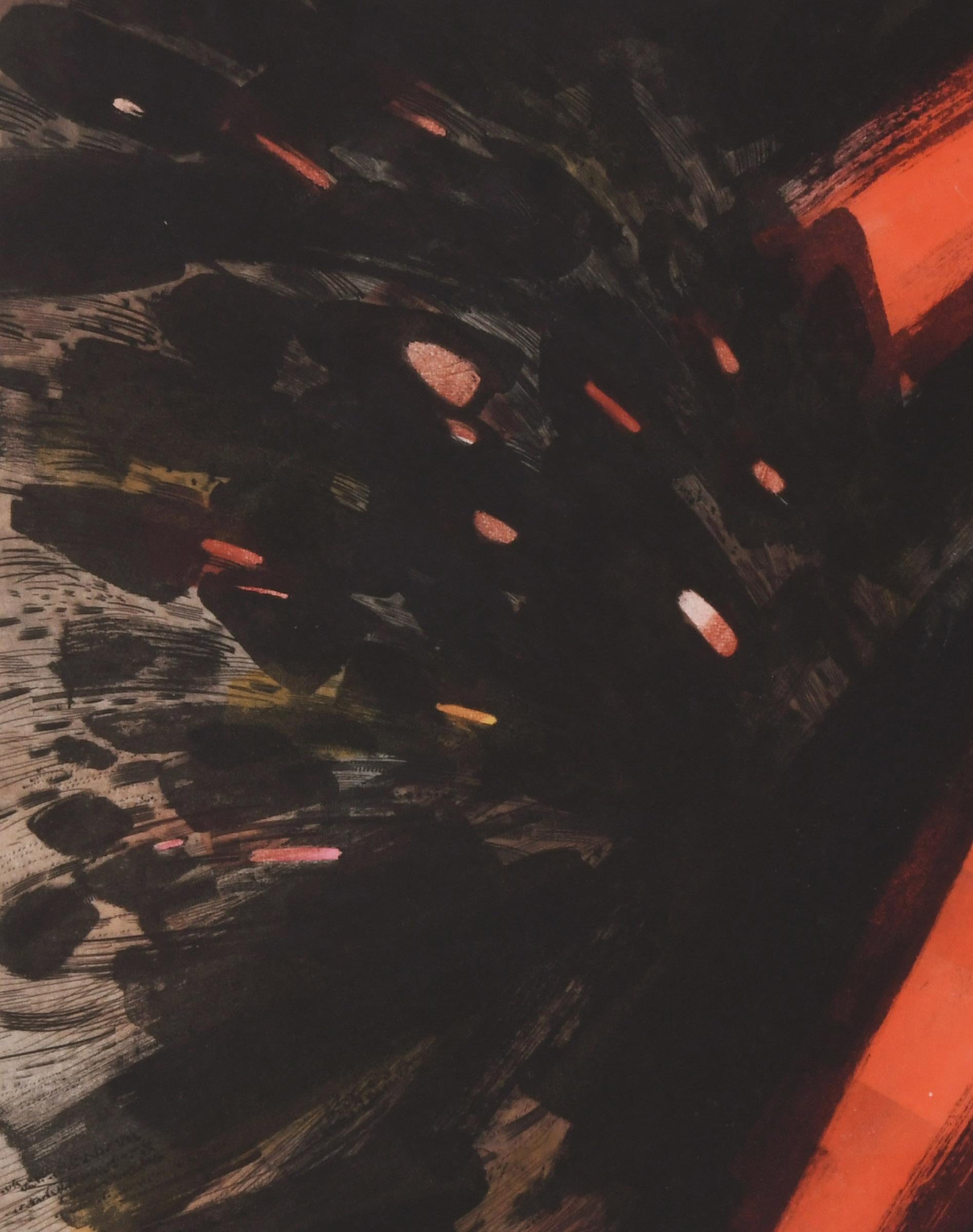 Glowing Tree - Black Abstract Print by Gabor F. Peterdi