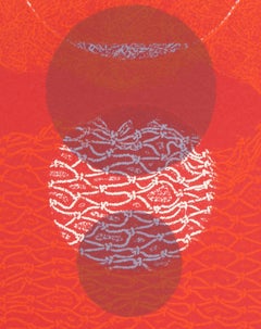 Red Eclipse II, Abstract Etching by Gabor Peterdi