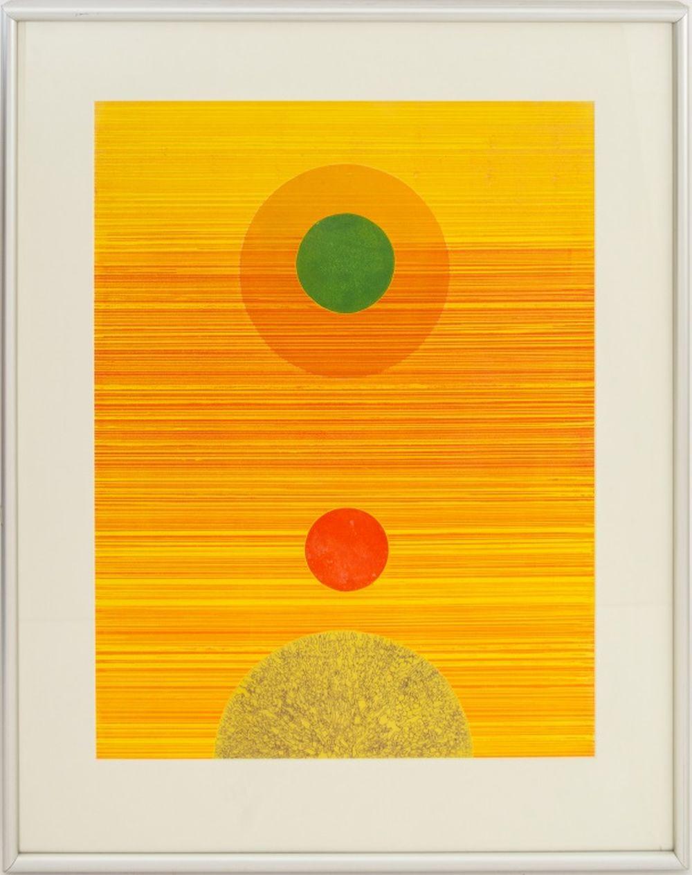 Abstrakte Komposition in Gelb – Print von Gabor Peterdi