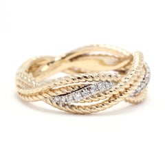 Gabriel & Co .20ctw Diamond Criss Cross Wide Band Ring, 14K Yellow Gold, RS 6.25