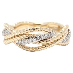 Vintage Gabriel & Co .20ctw Diamond Criss Cross Wide Band Ring, 14K Yellow Gold, RS 6.25