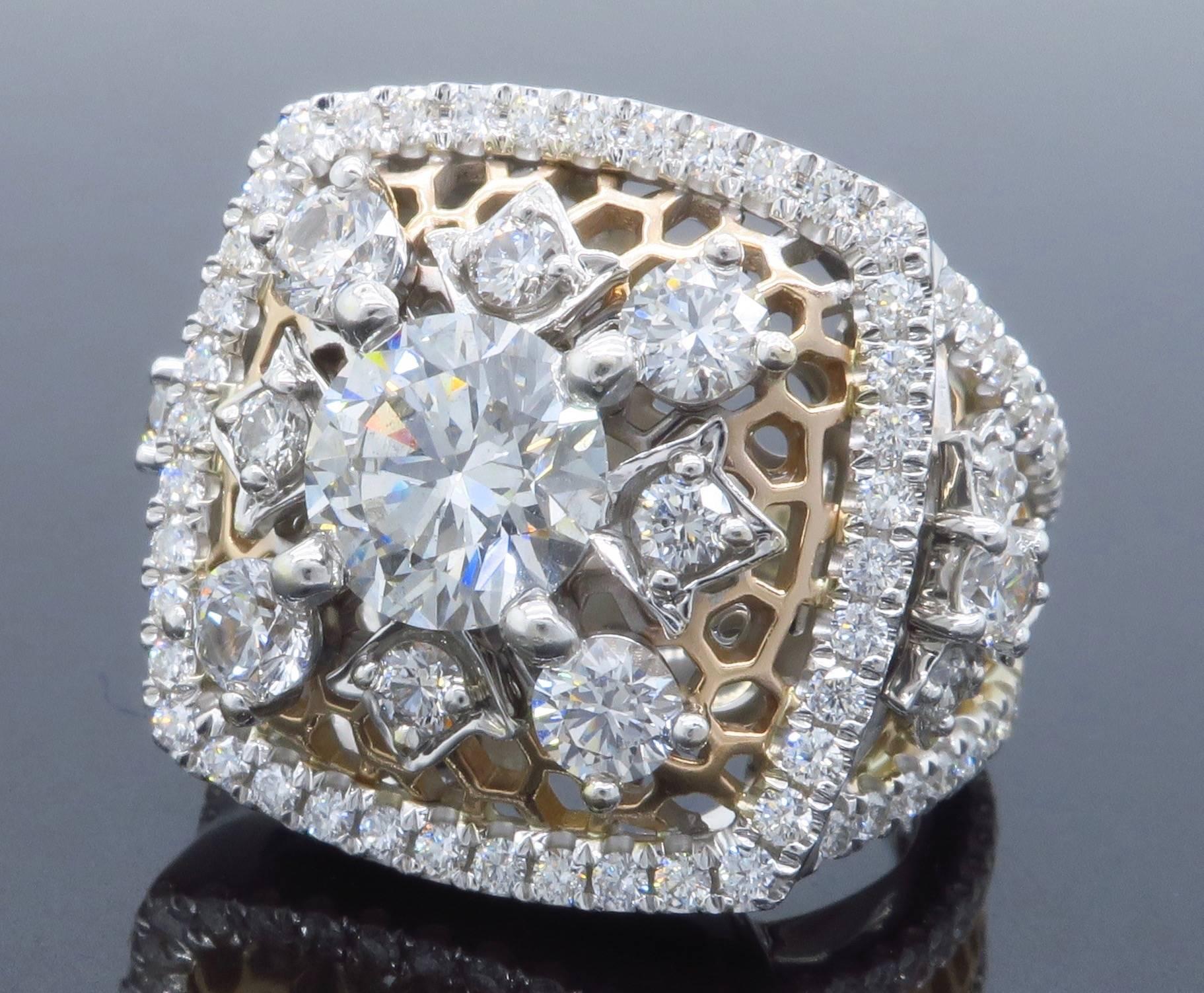 Women's Gabriel & Co. 3.10 Carat Diamond White and Rose Gold Ring